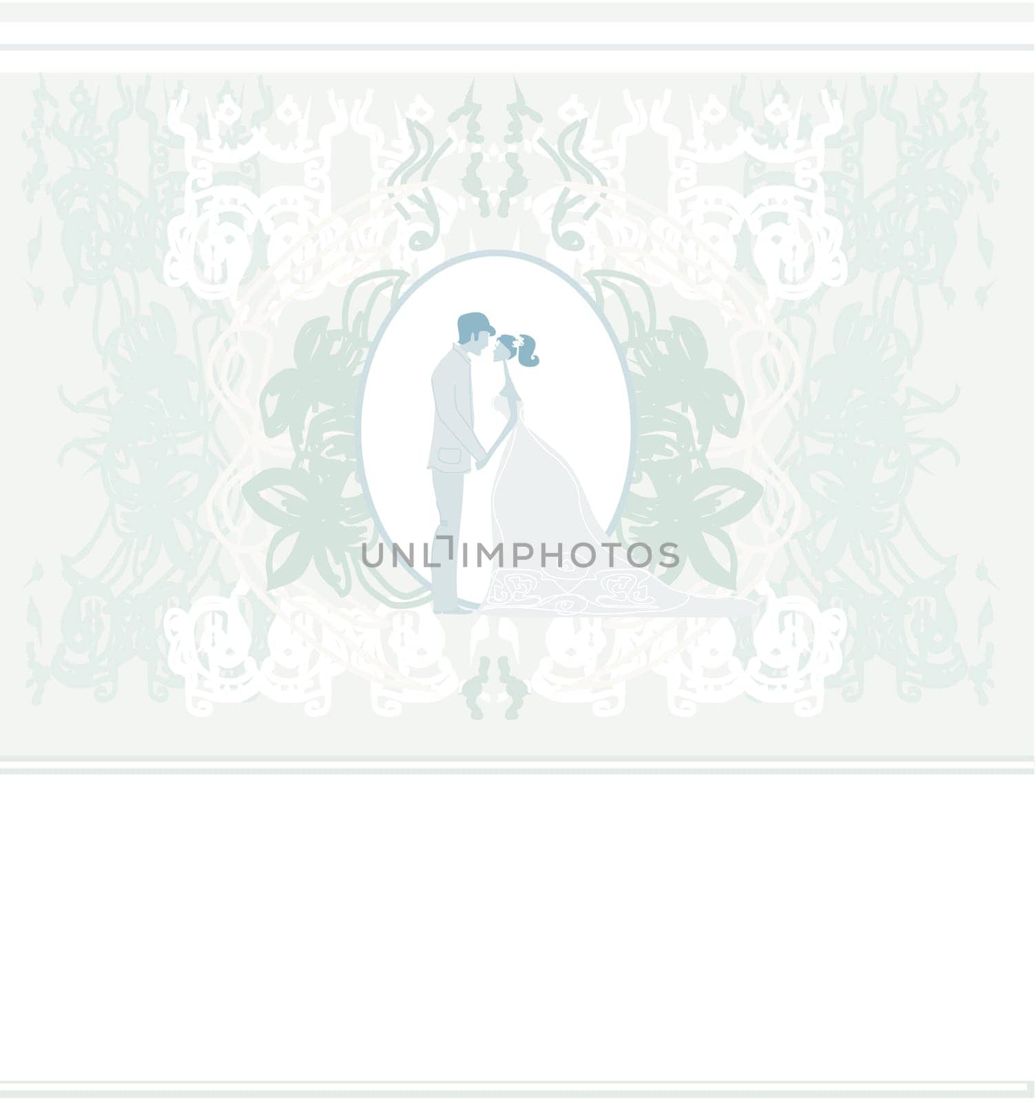 elegant wedding invitation with wedding couple