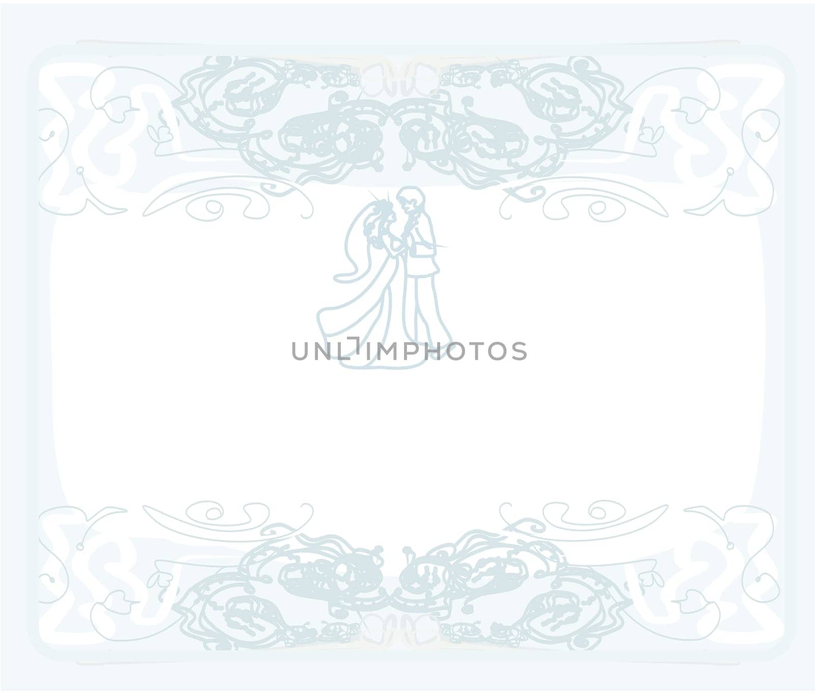 elegant wedding invitation with dancing wedding couple