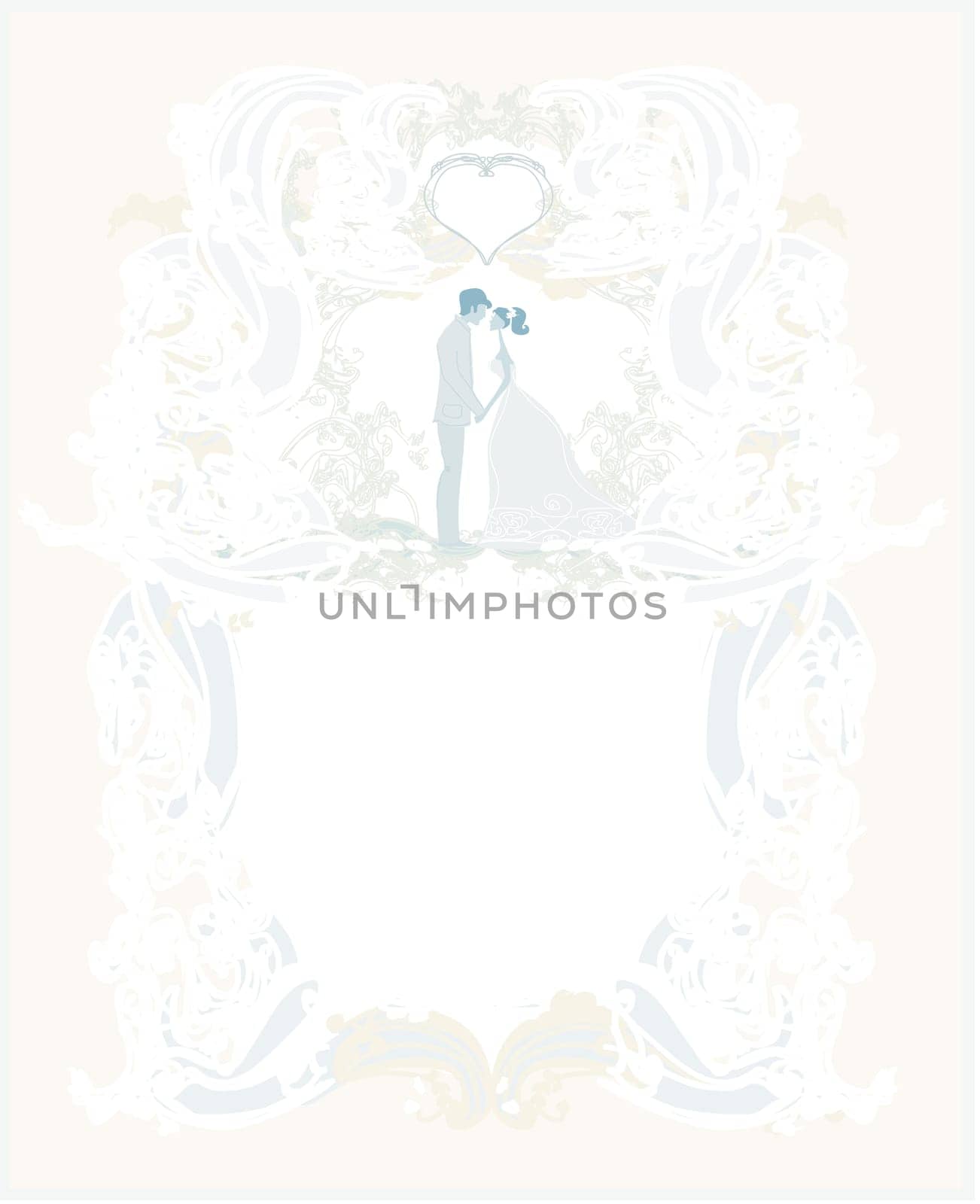 elegant wedding invitation with wedding couple