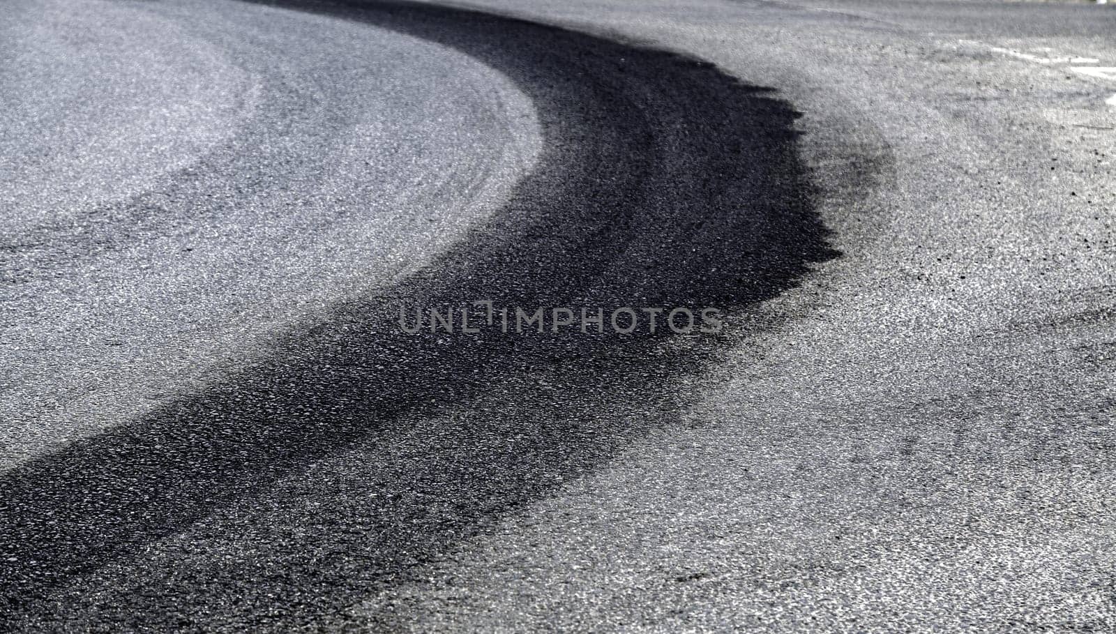 Detail of tire rubber marks, speed