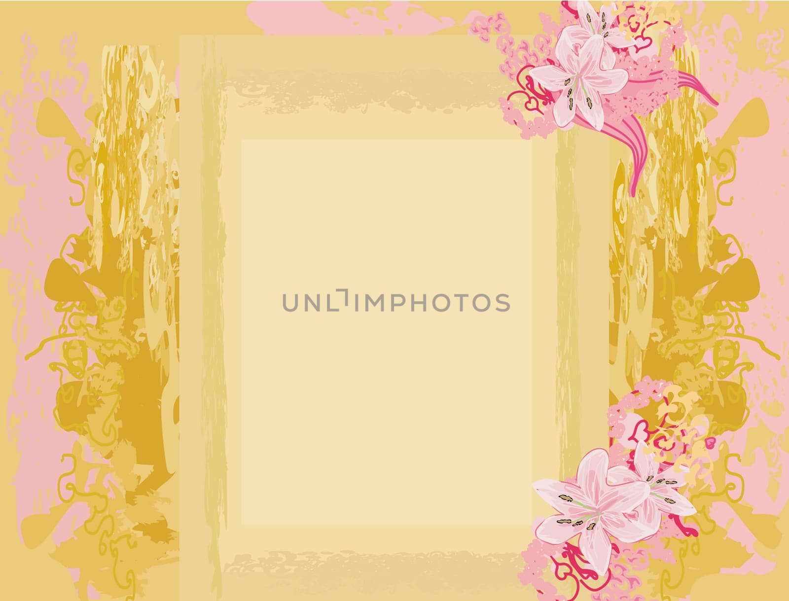 Grunge Frame For Congratulation With Flower