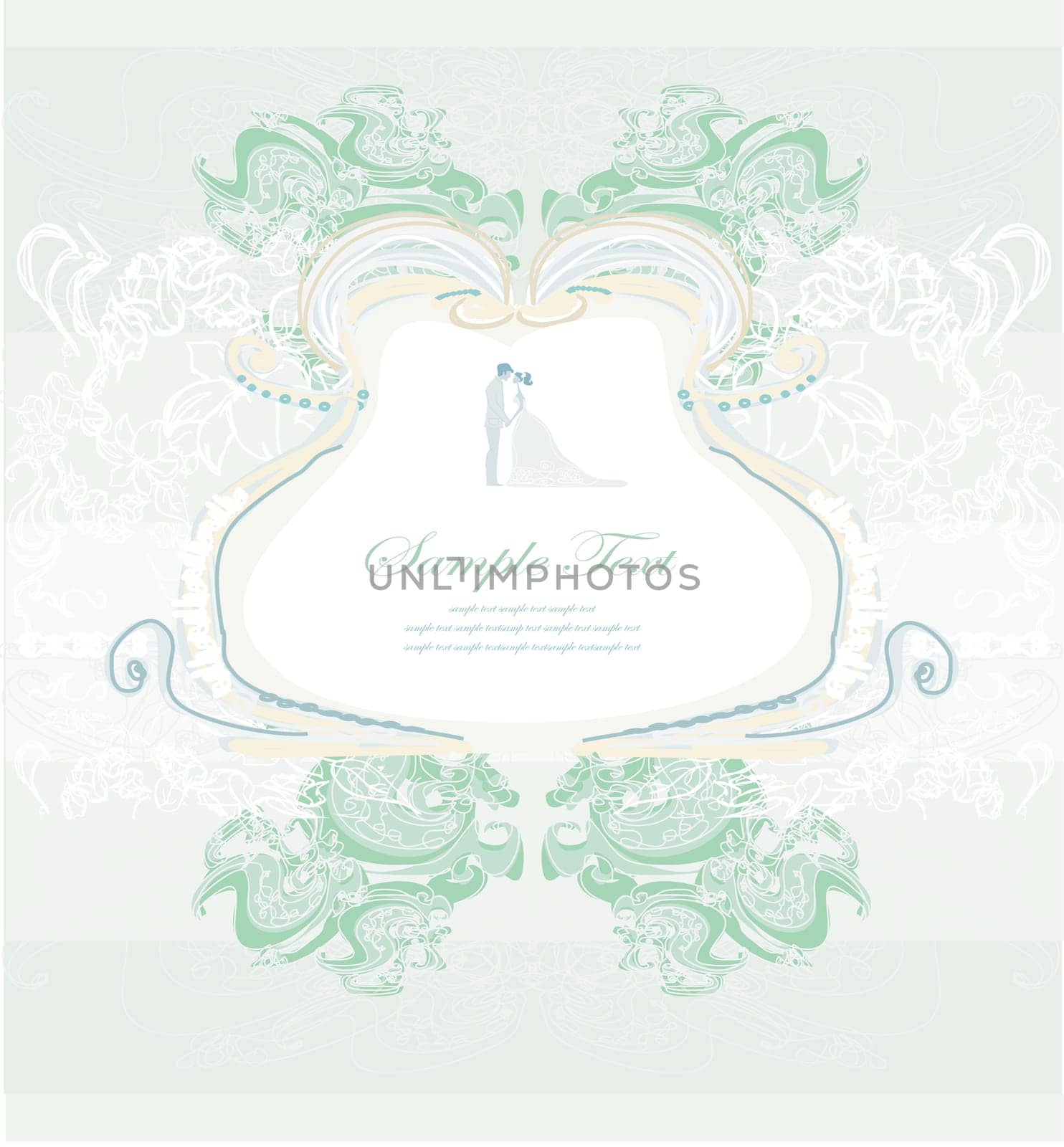 elegant wedding invitation with wedding couple
