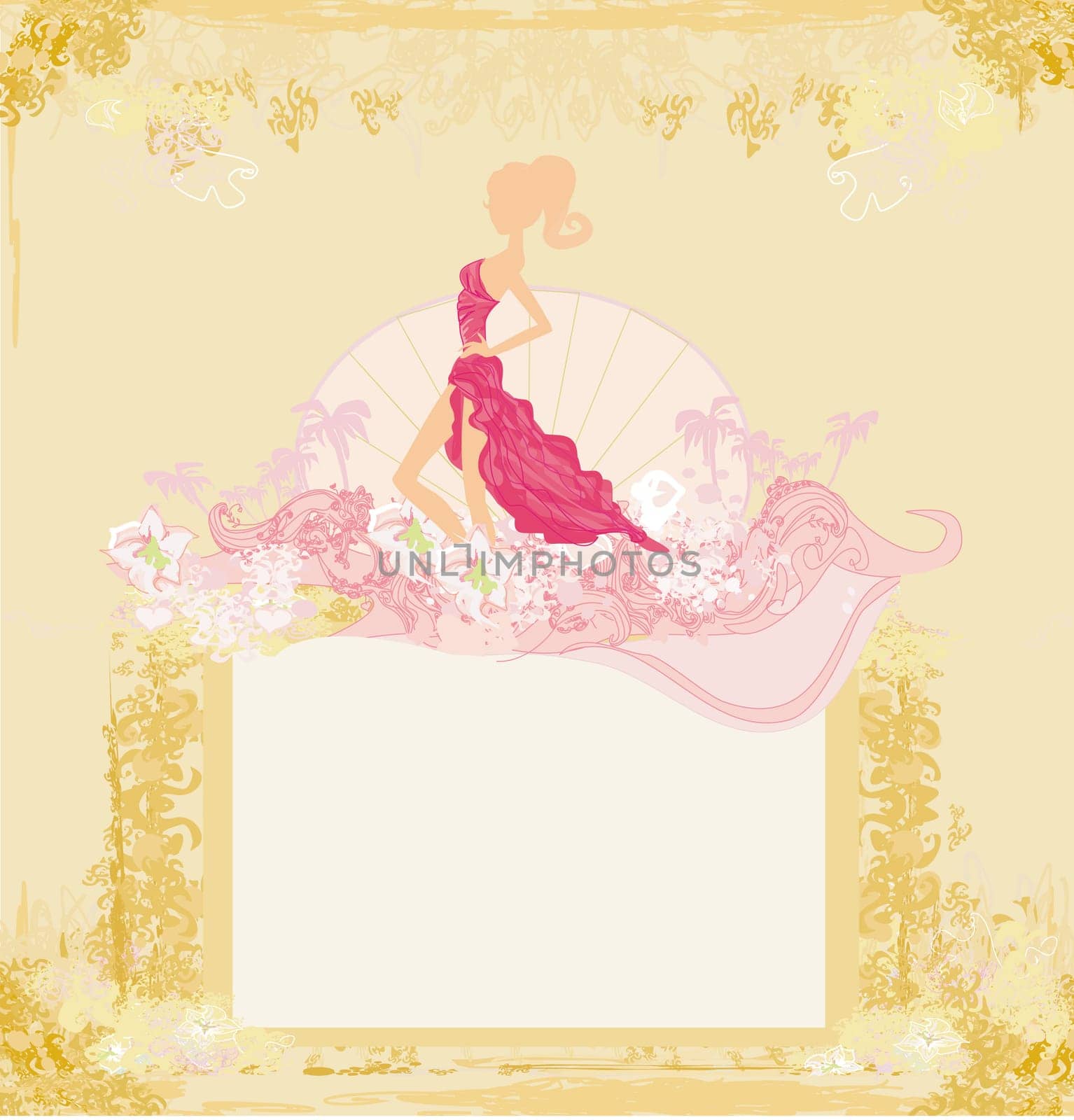 fashion silhouettes girl Shopping - abstract frame