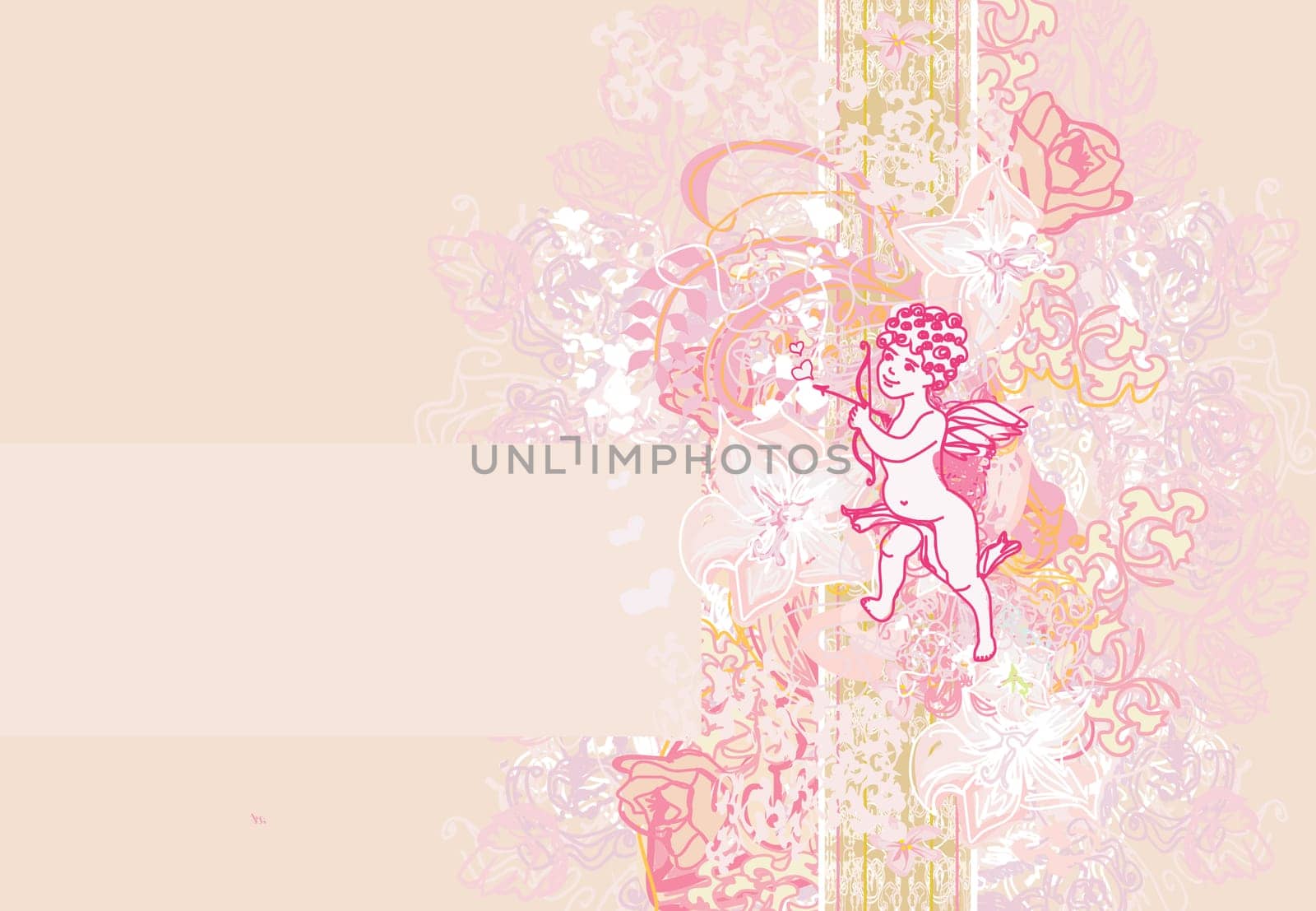 happy valentines day card with cupid