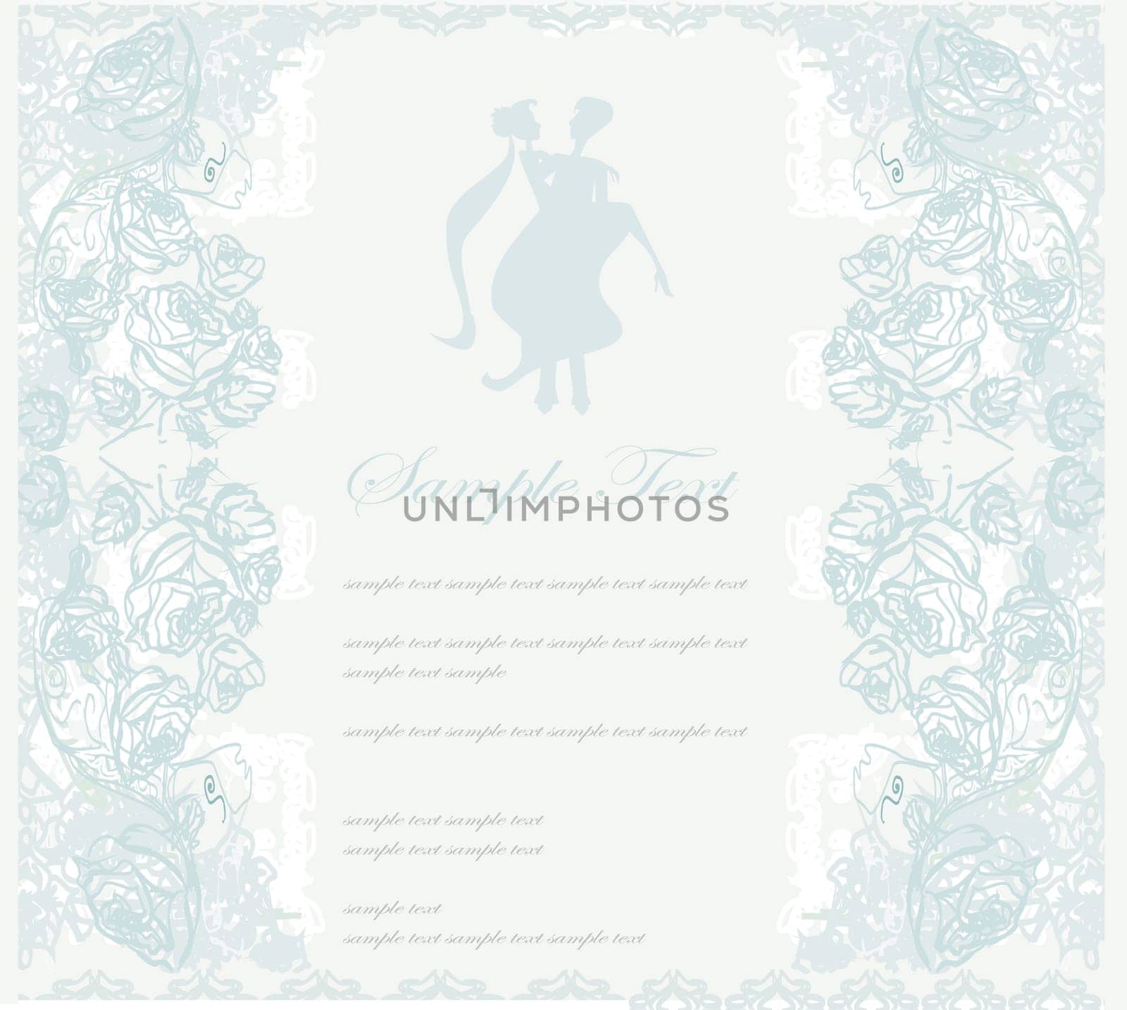elegant wedding invitation with wedding couple