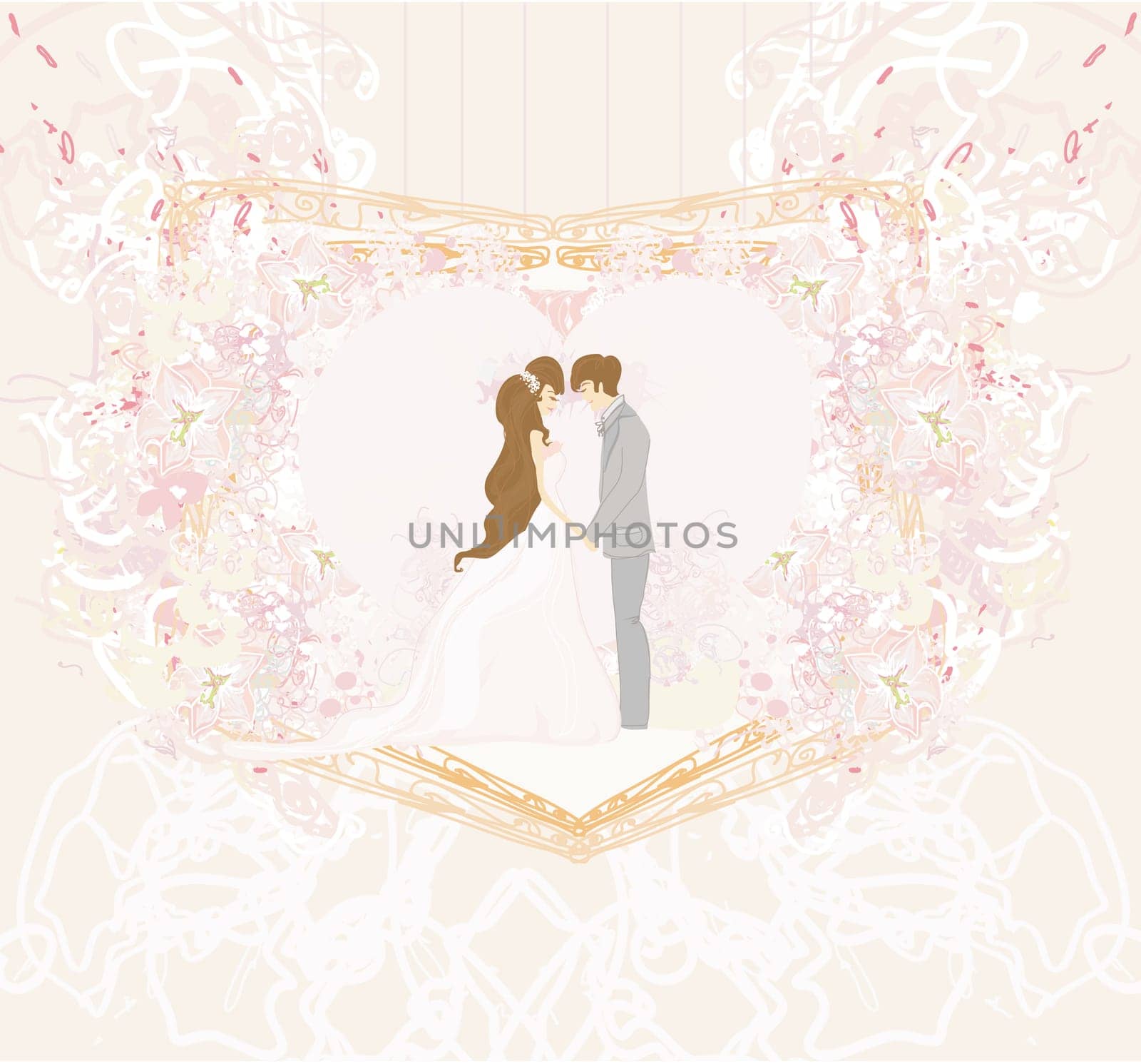 elegant wedding invitation with wedding couple