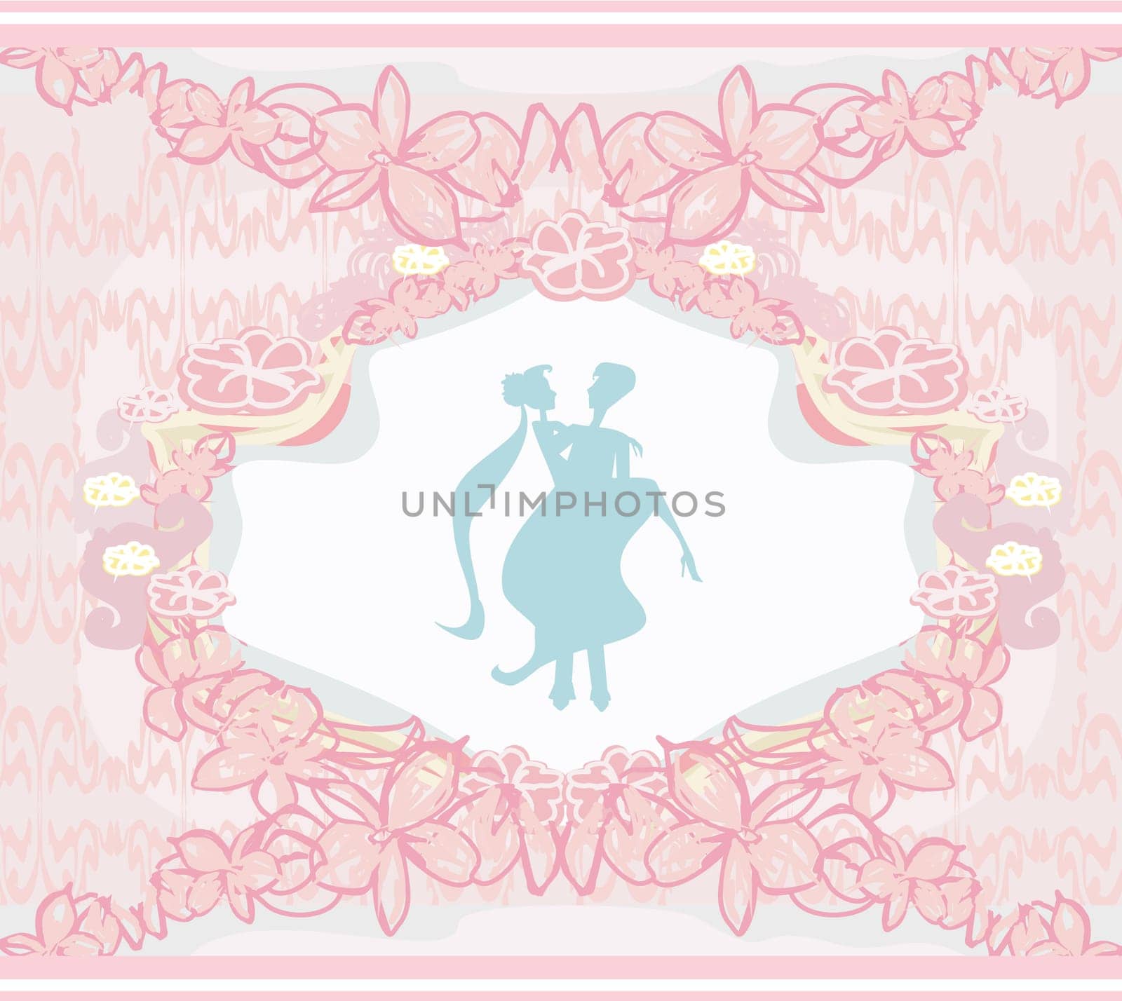 elegant wedding invitation with wedding couple