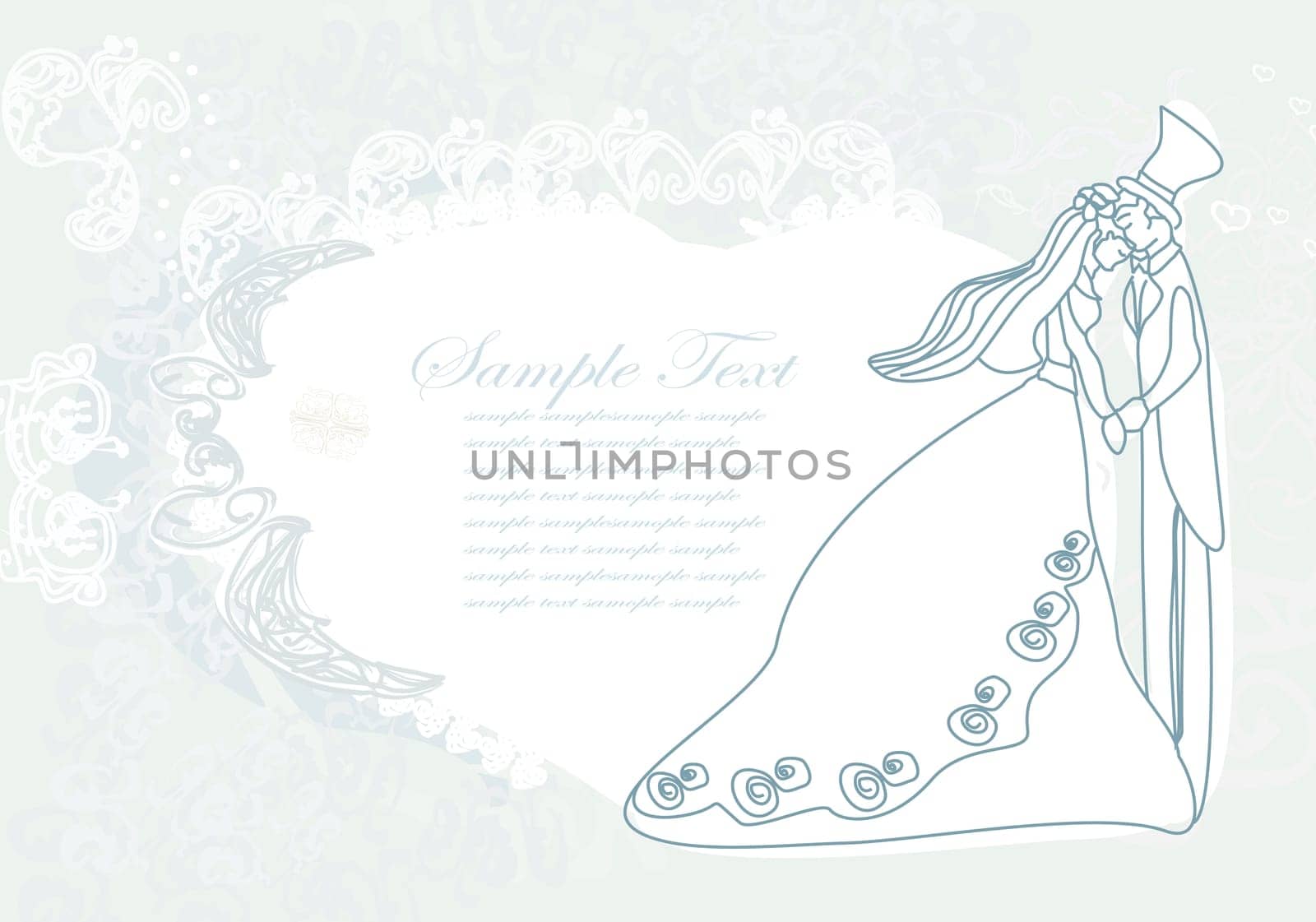 elegant wedding invitation with wedding couple