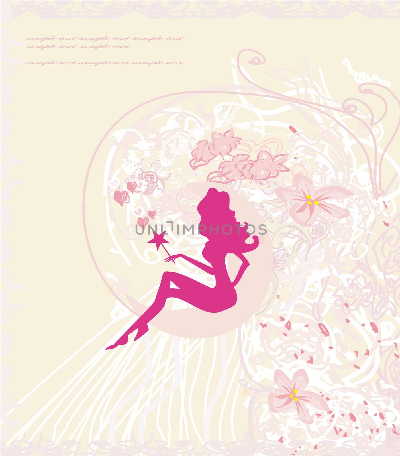 floral background with a beautiful fairy
