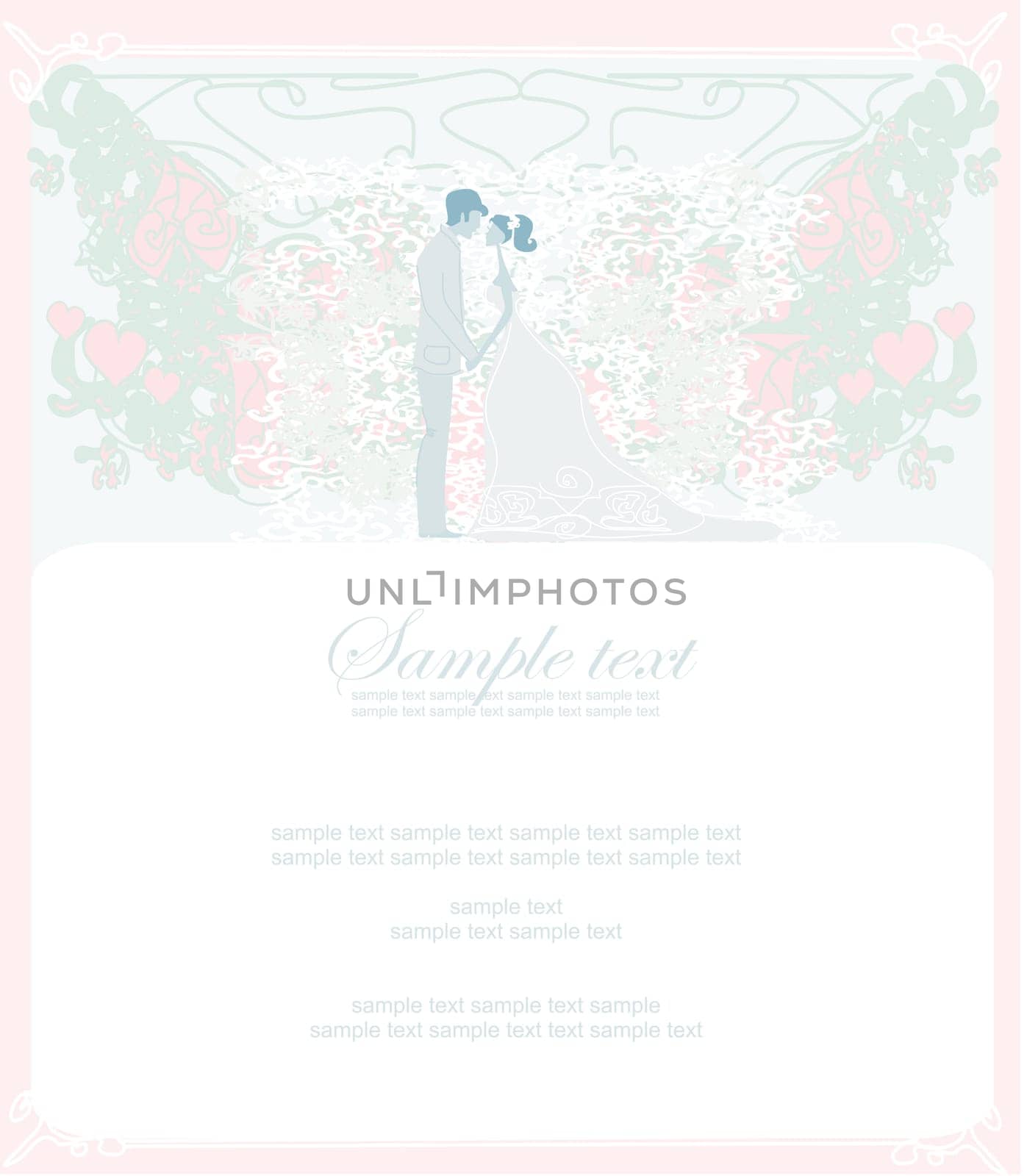 elegant wedding invitation with wedding couple