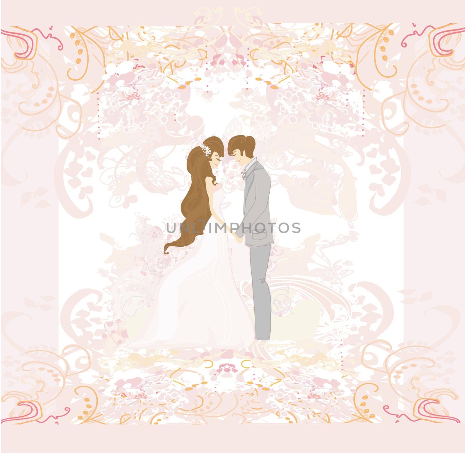 elegant wedding invitation with wedding couple