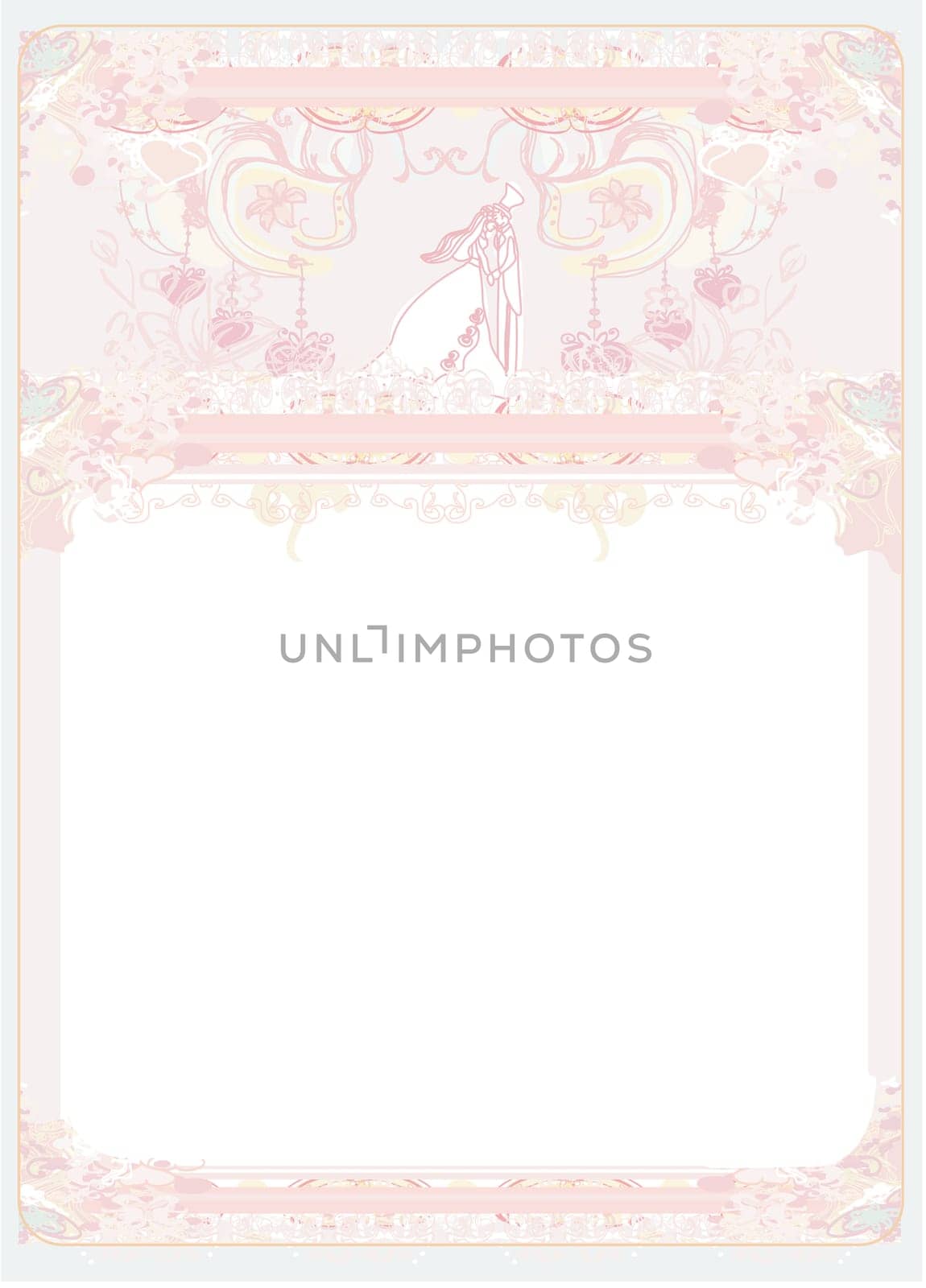 elegant wedding invitation with wedding couple