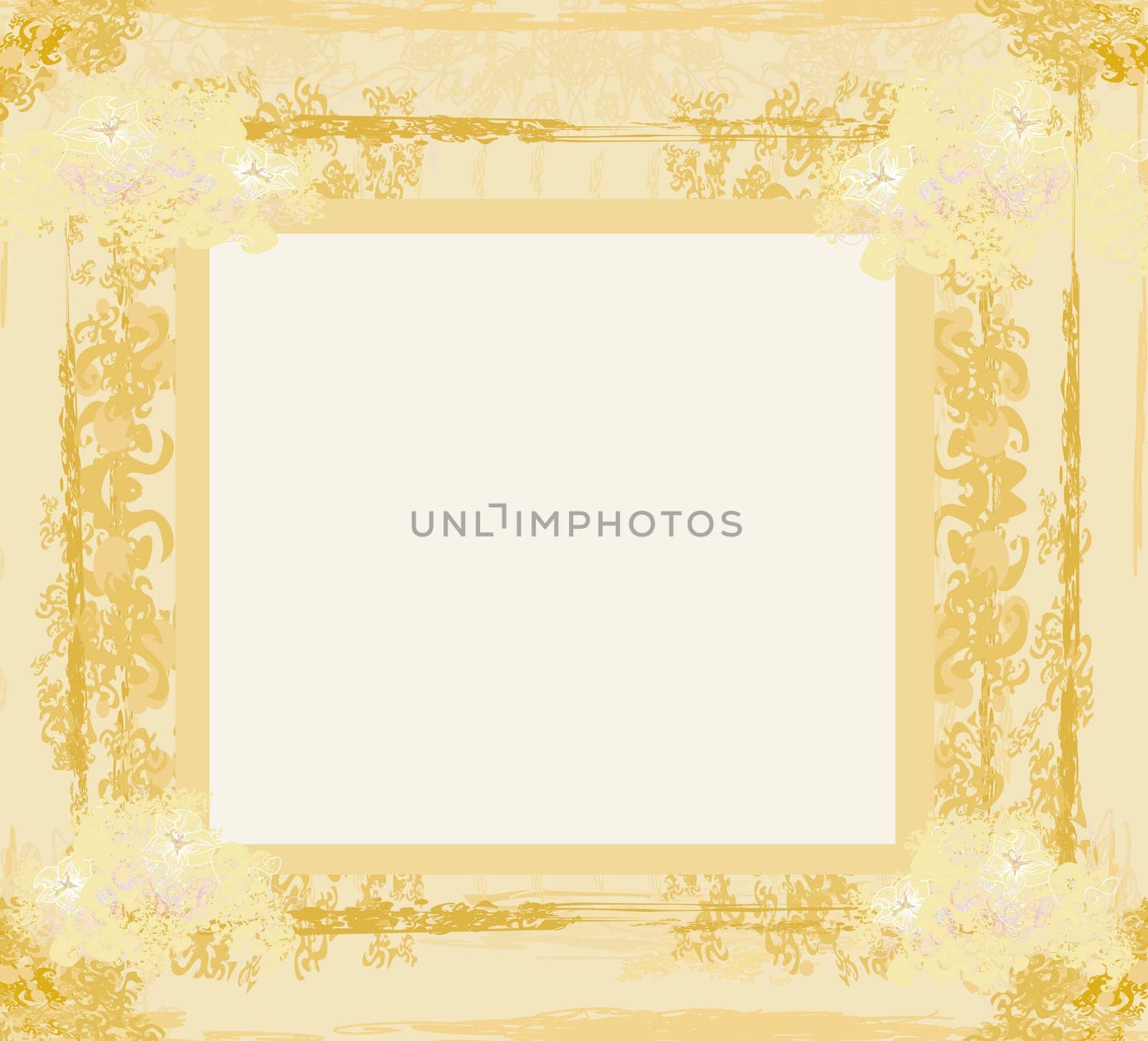 Grunge Frame For Congratulation With Flowers
