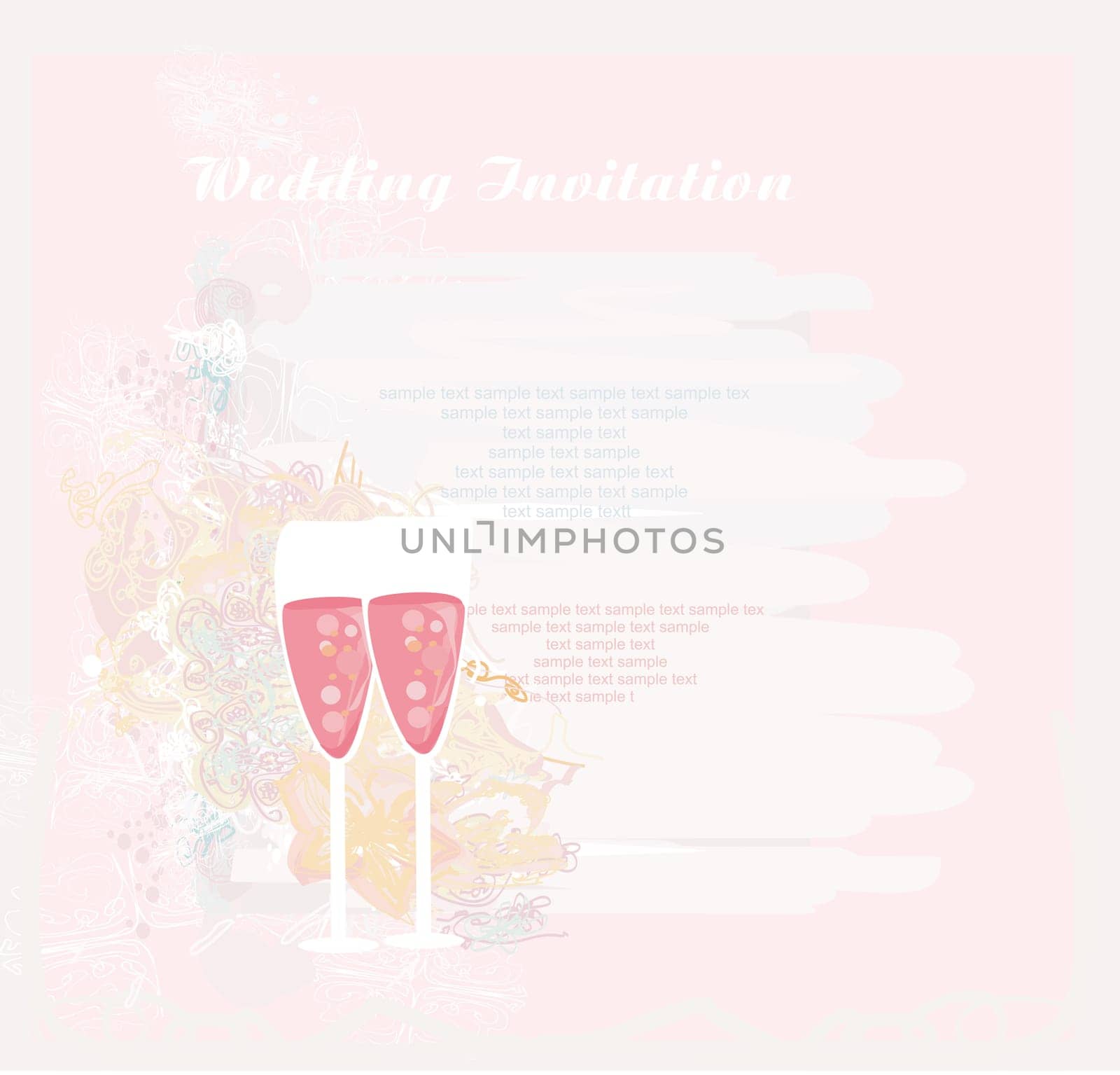 Invitation To wedding with champagne