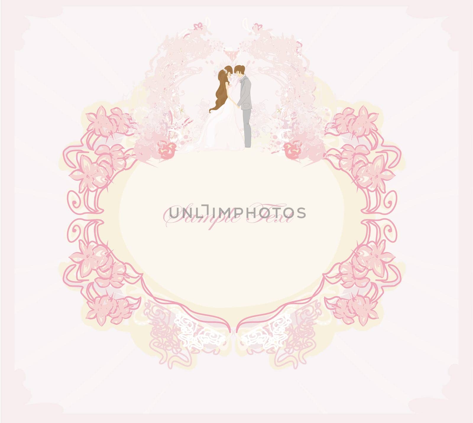 elegant wedding invitation with wedding couple