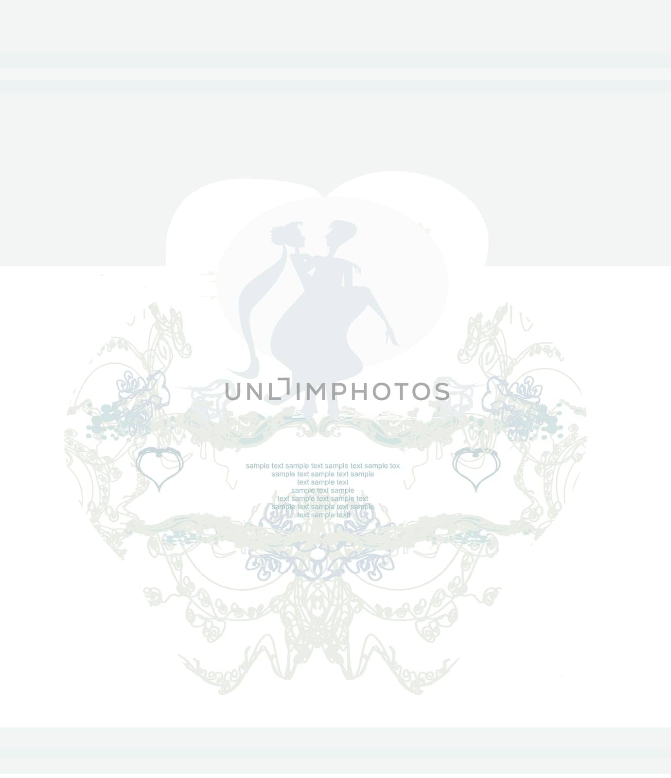 elegant wedding invitation with wedding couple