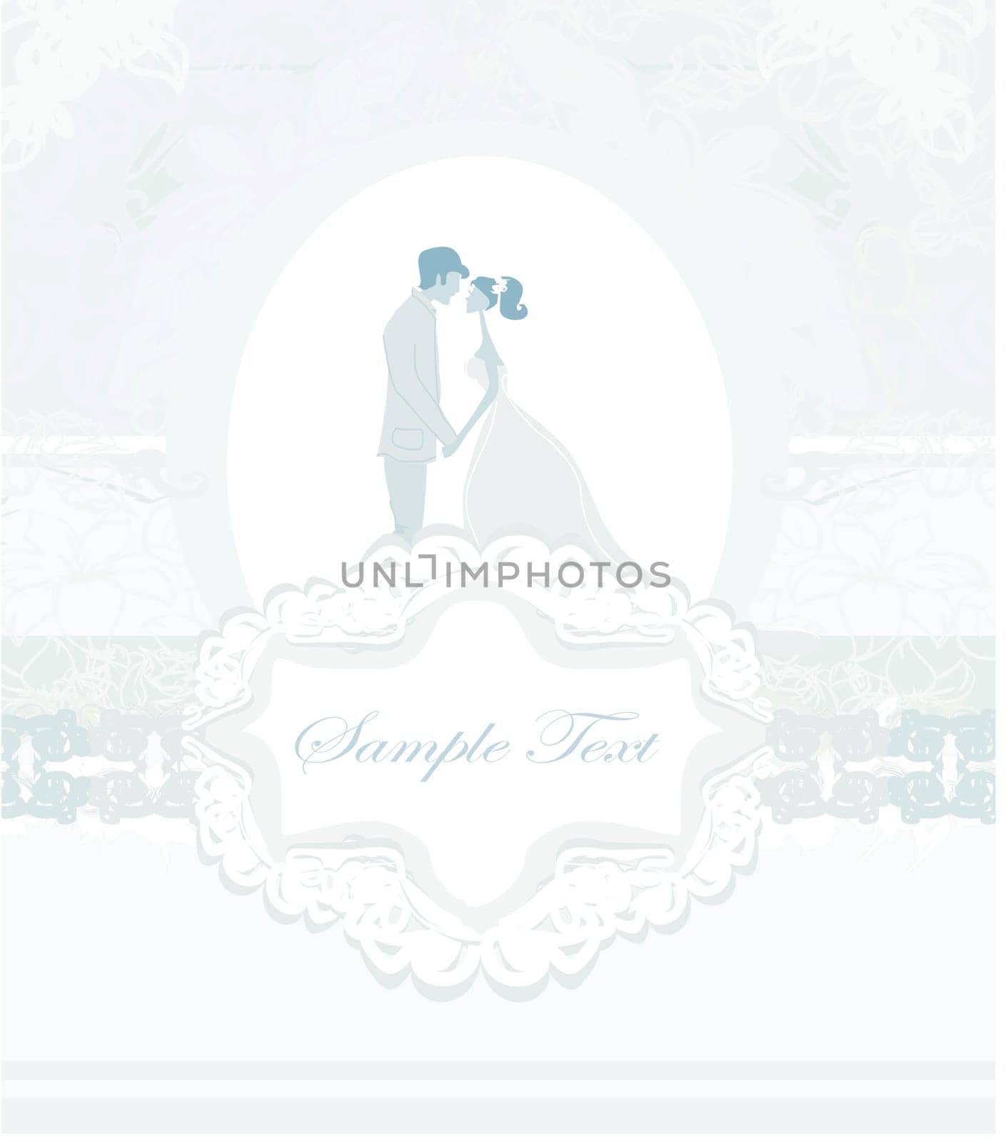 elegant wedding invitation with wedding couple