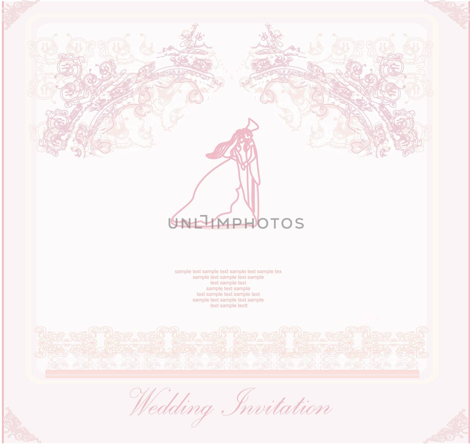 elegant wedding invitation with wedding couple