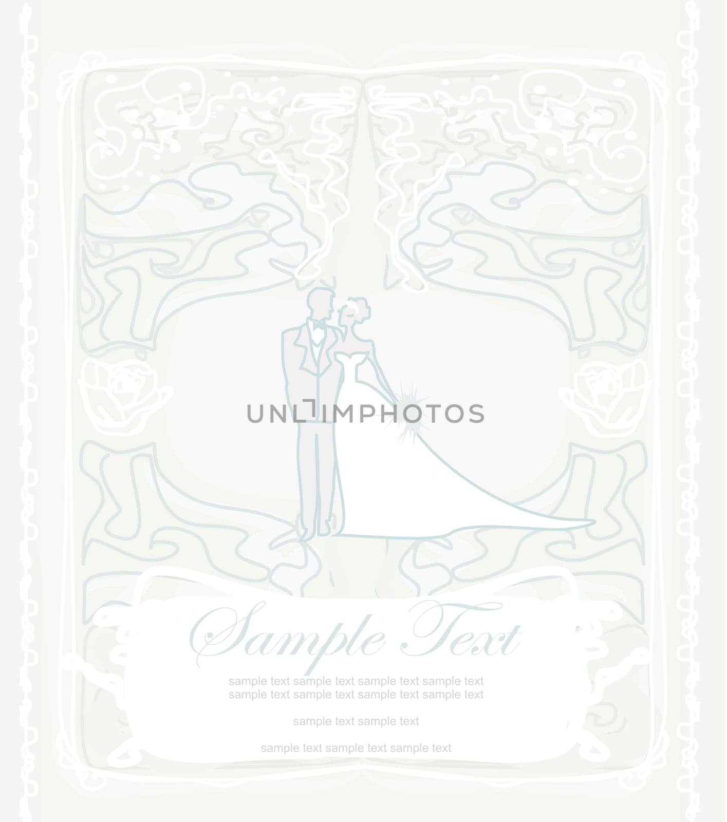 elegant wedding invitation with wedding couple