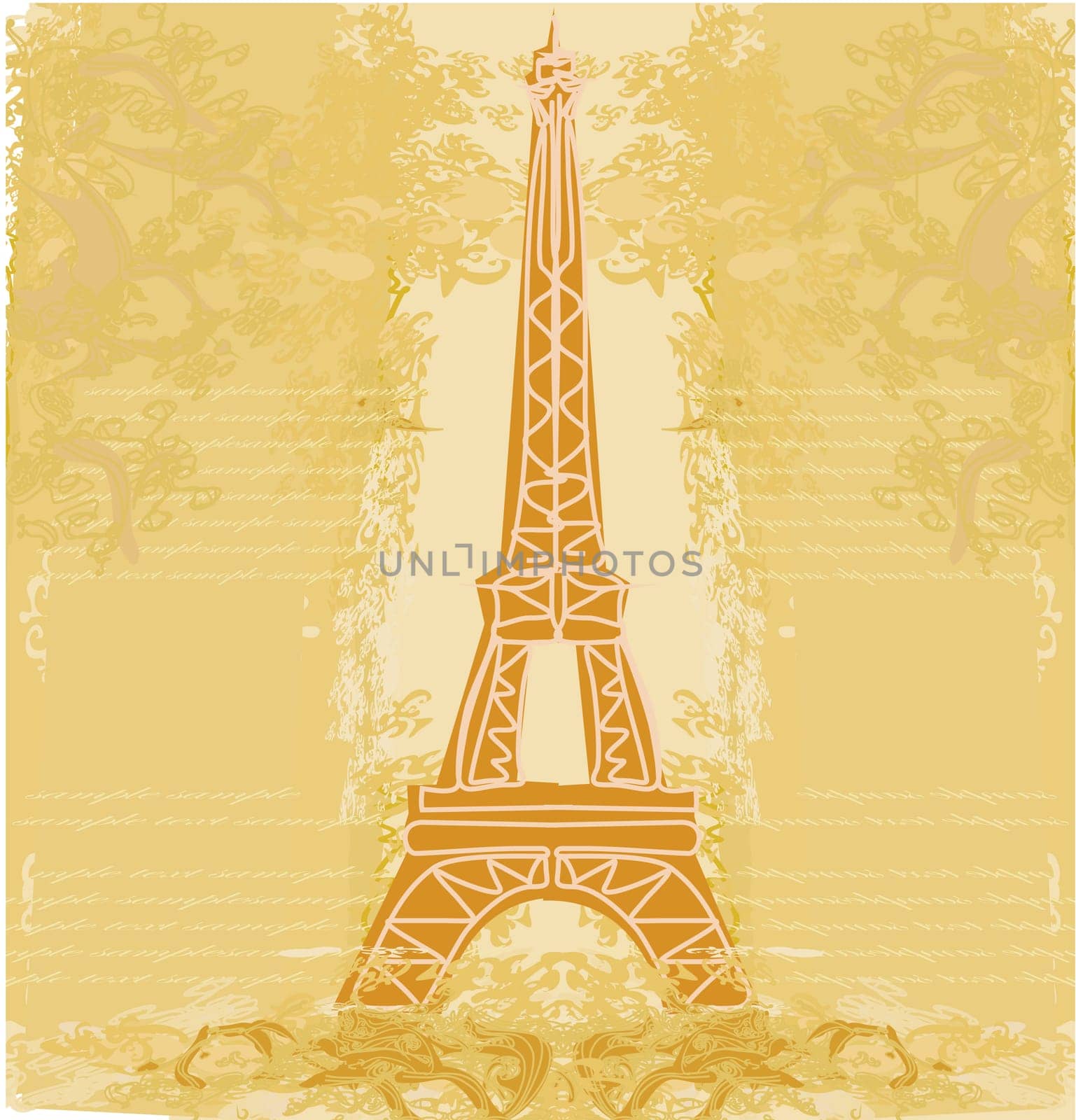 Eiffel tower artistic background. Vector illustration.