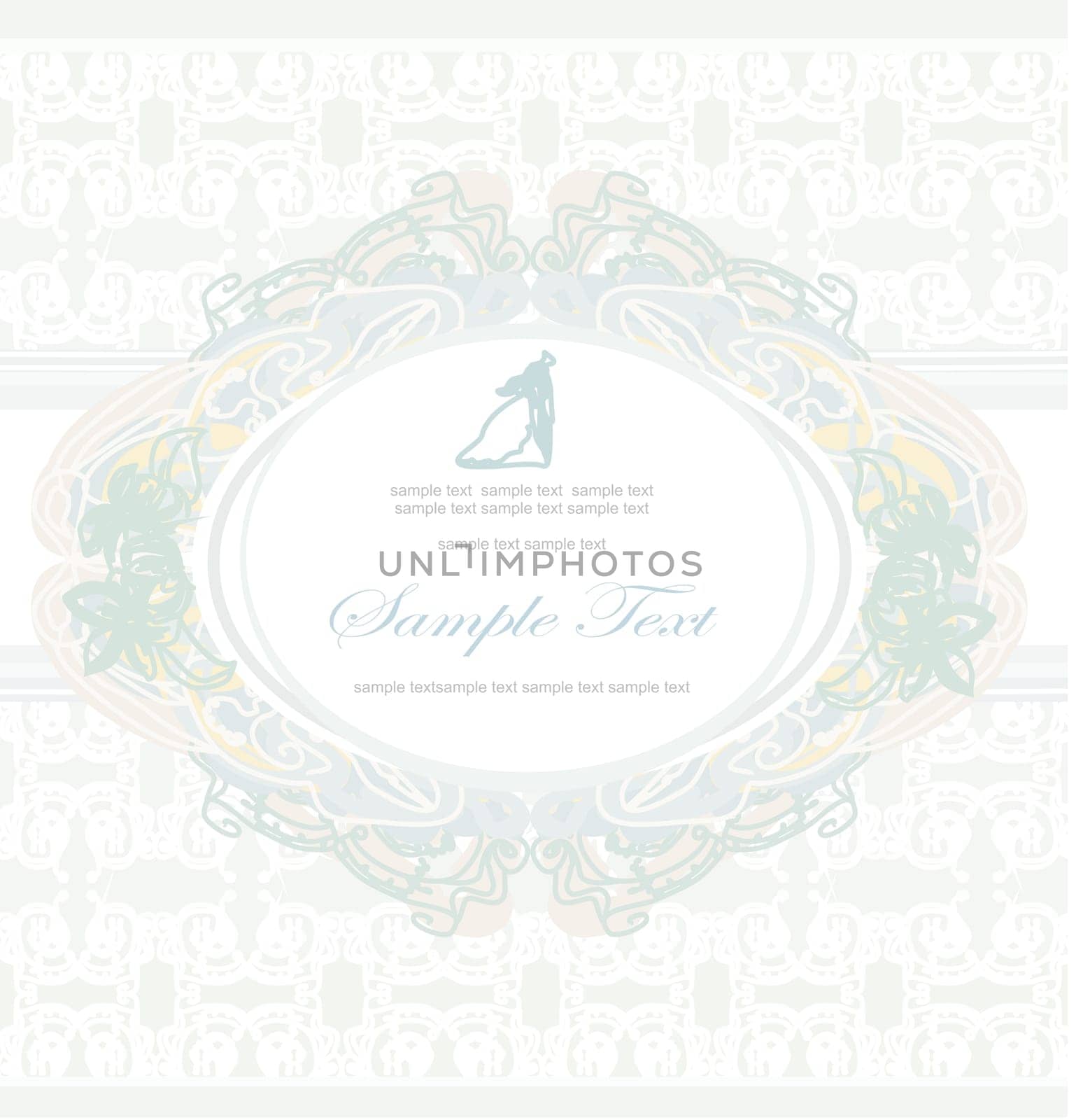 elegant wedding invitation with wedding couple