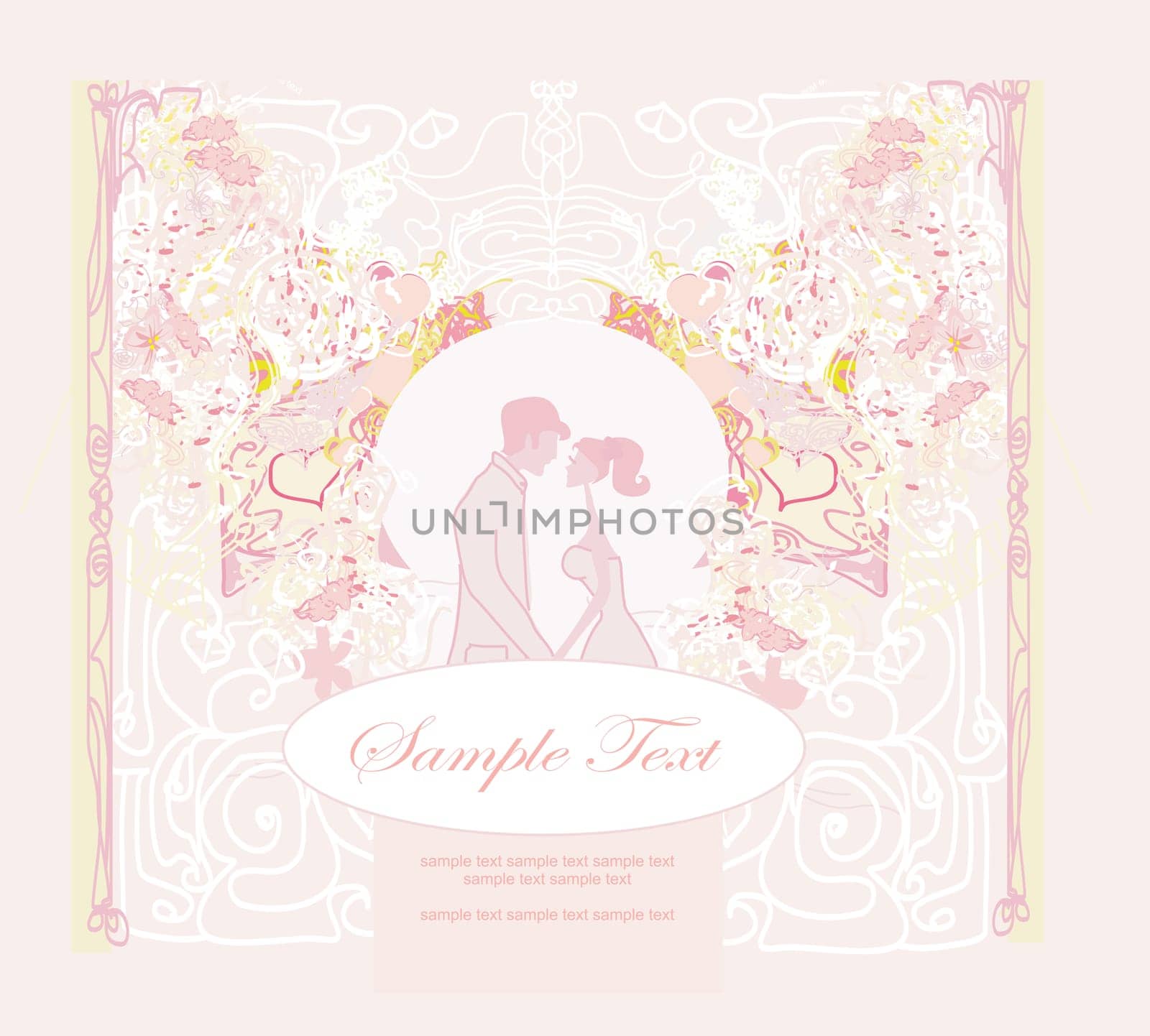 elegant wedding invitation with wedding couple
