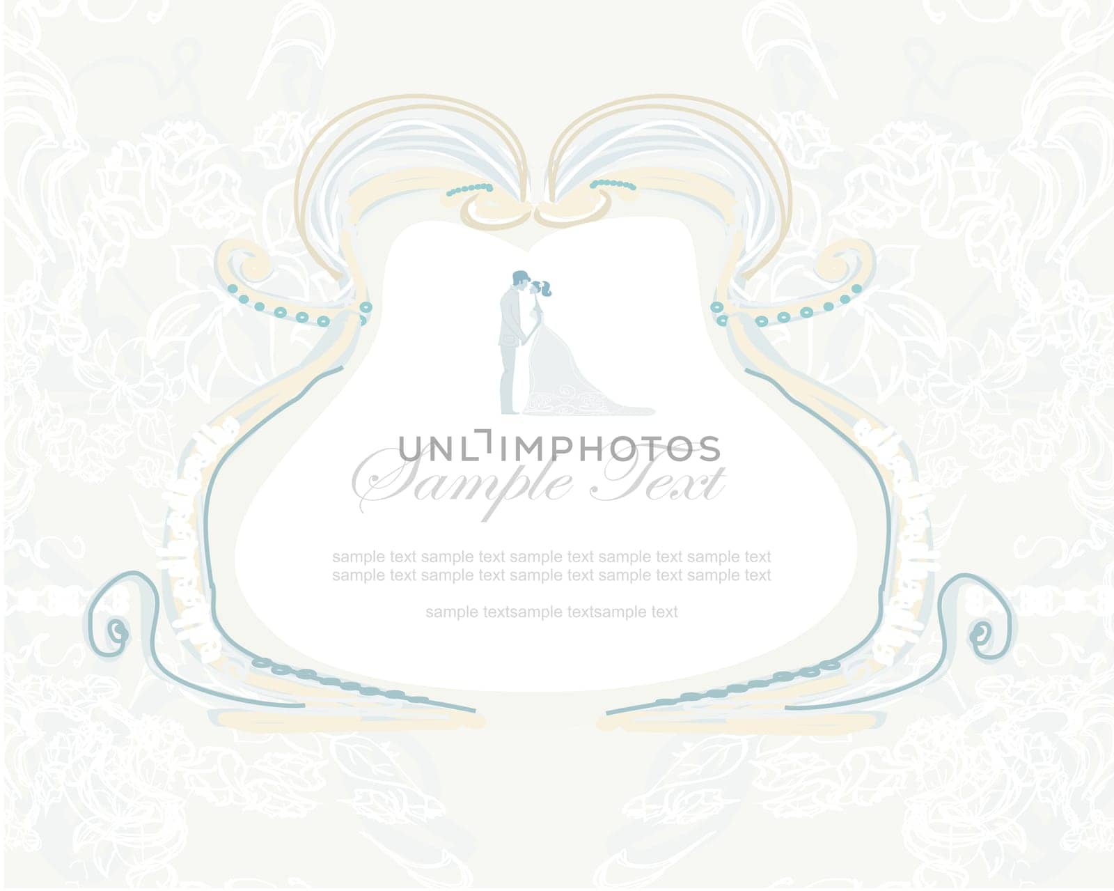 elegant wedding invitation with wedding couple