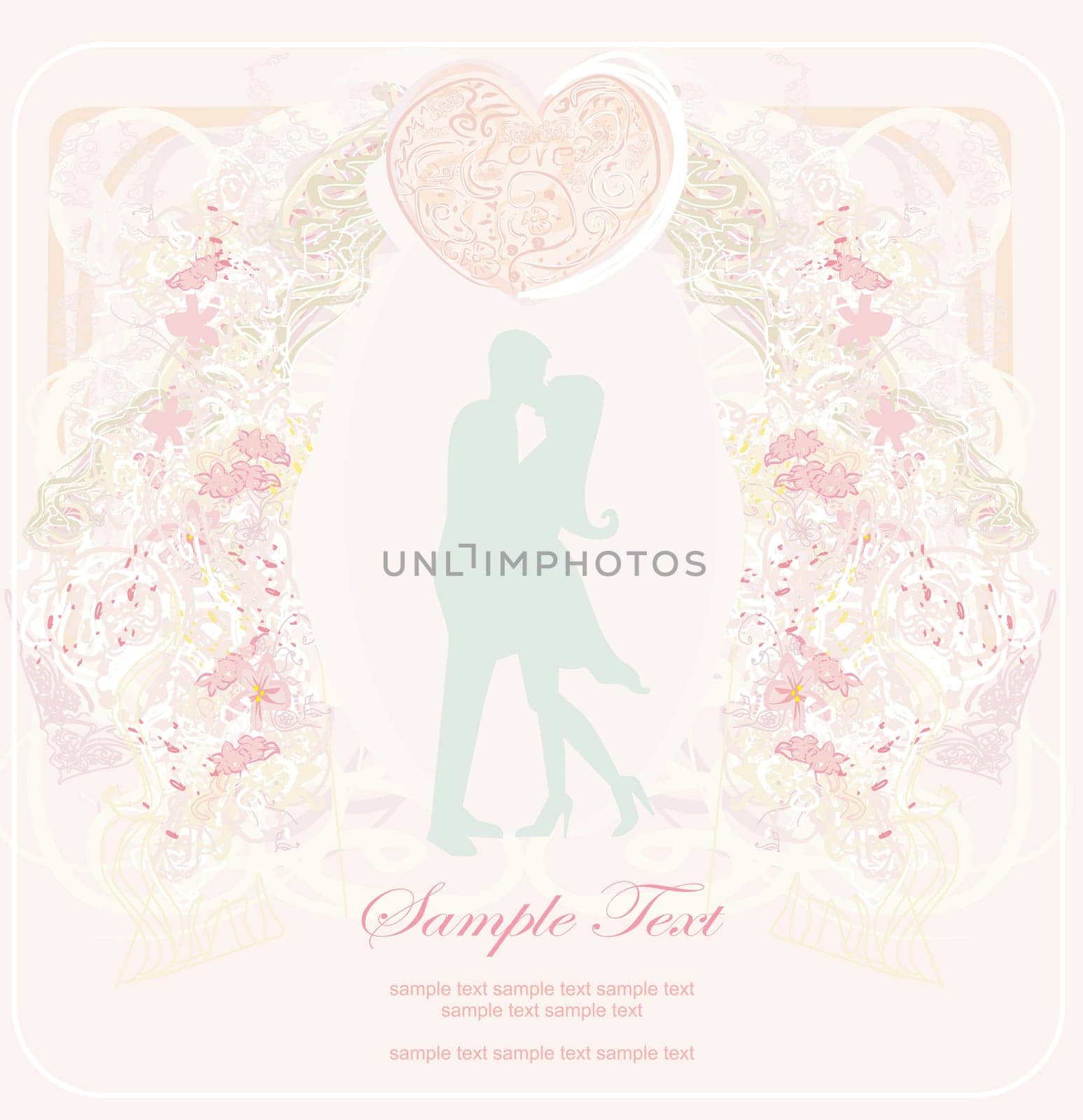 elegant wedding invitation with wedding couple