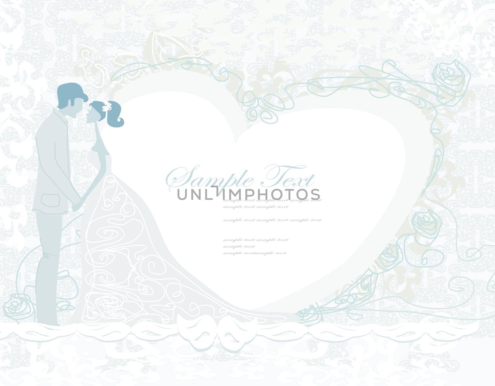 elegant wedding invitation with wedding couple