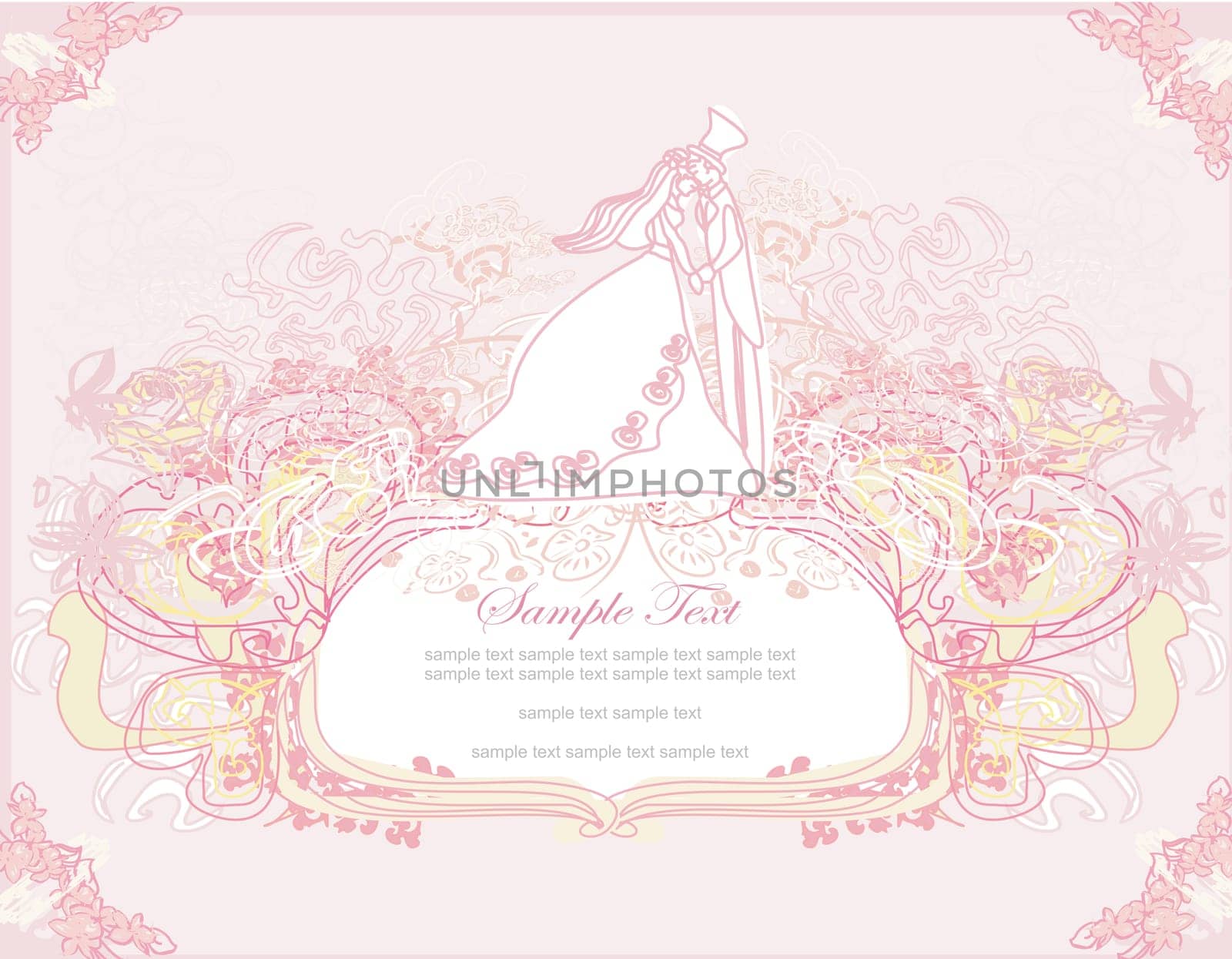 elegant wedding invitation with wedding couple
