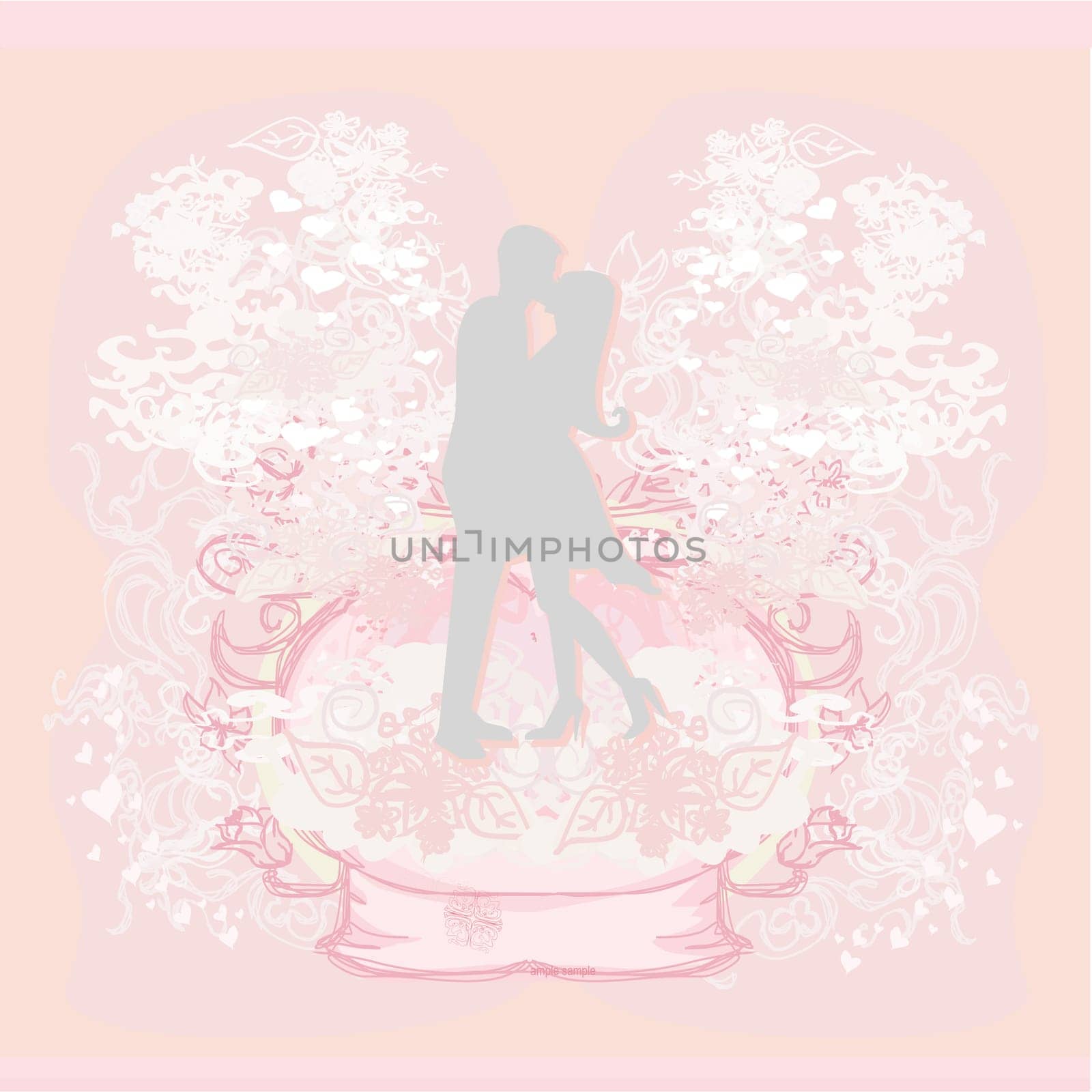 elegant wedding invitation with wedding couple