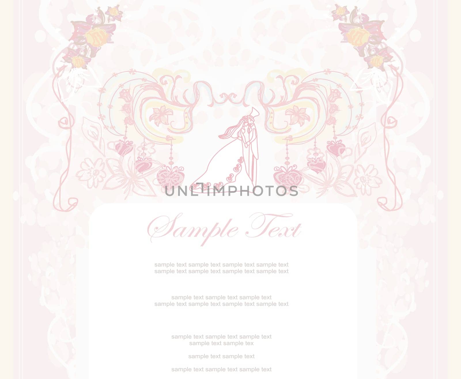 elegant wedding invitation with wedding couple