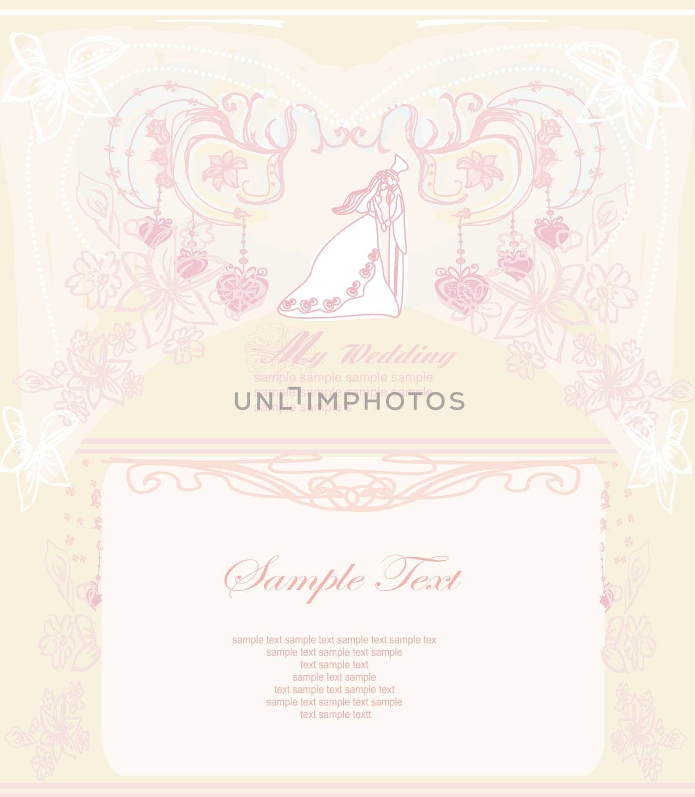 elegant wedding invitation with wedding couple