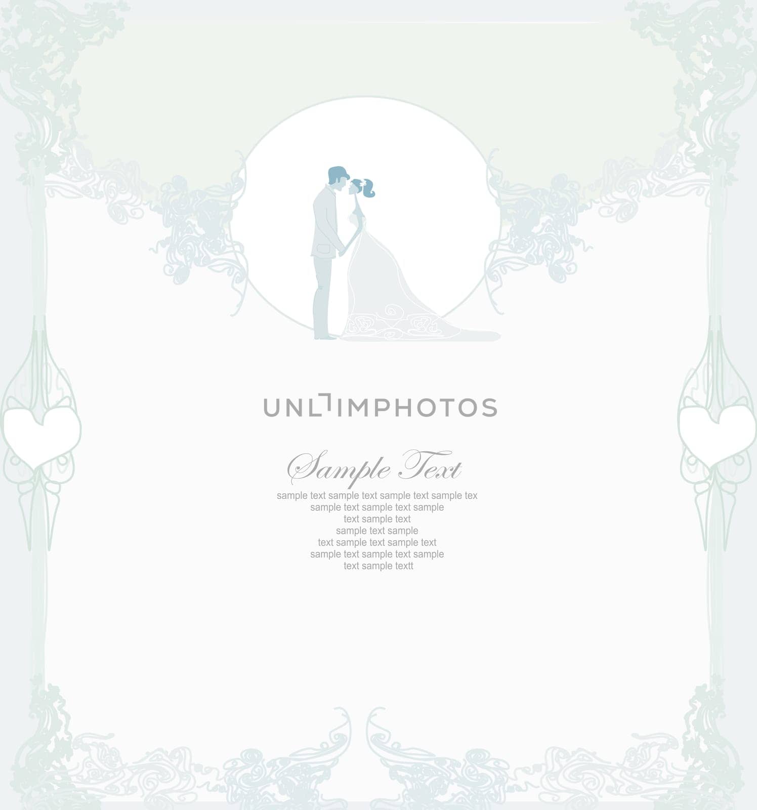 elegant wedding invitation with wedding couple