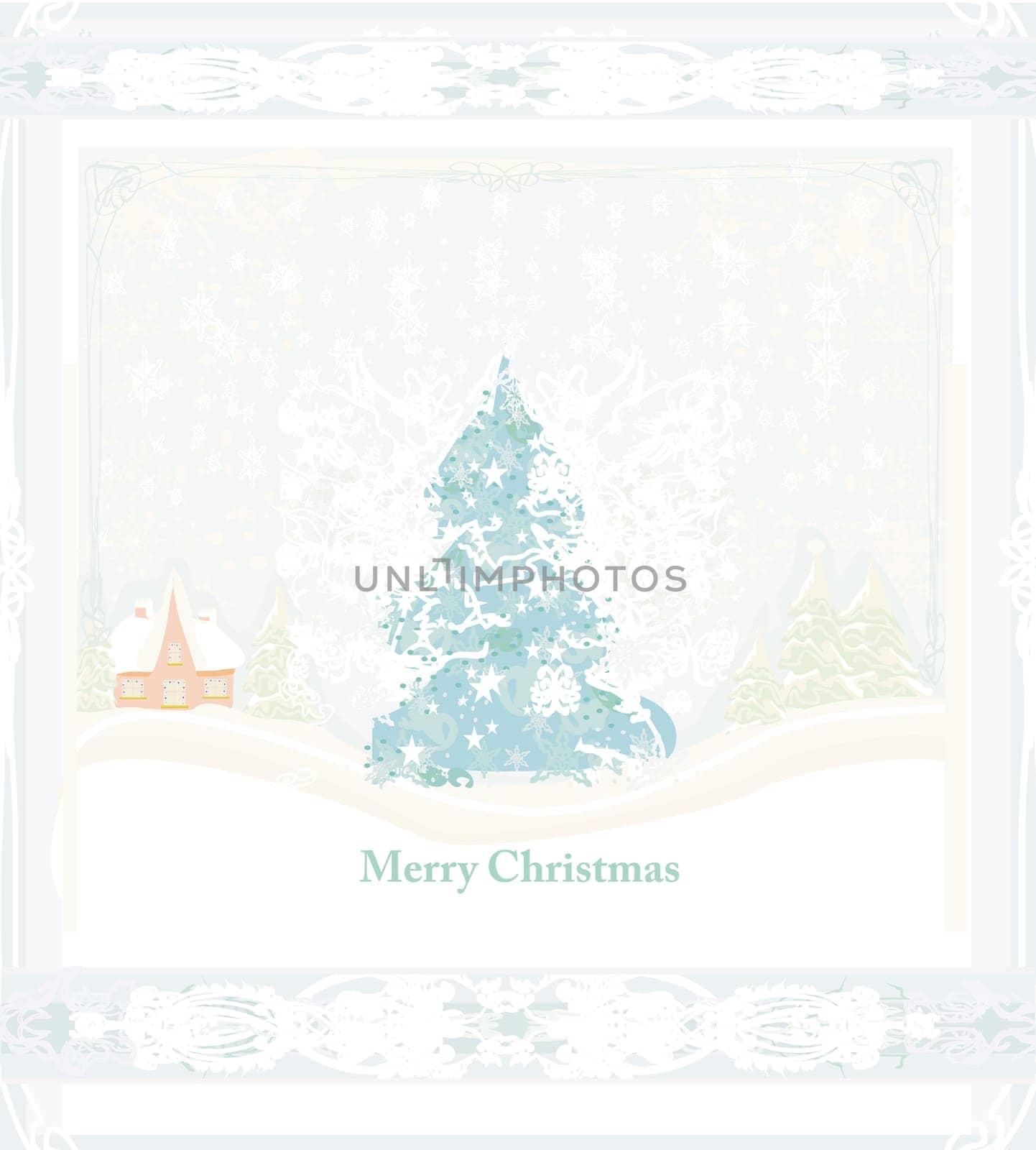 Christmas night in the village card