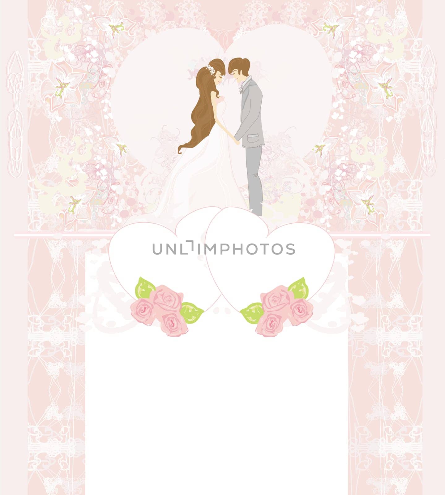 elegant wedding invitation with wedding couple