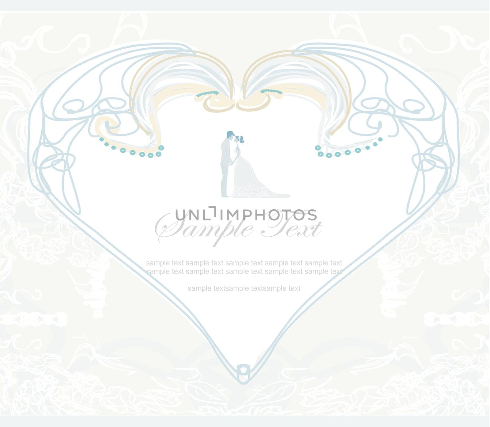 elegant wedding invitation with wedding couple