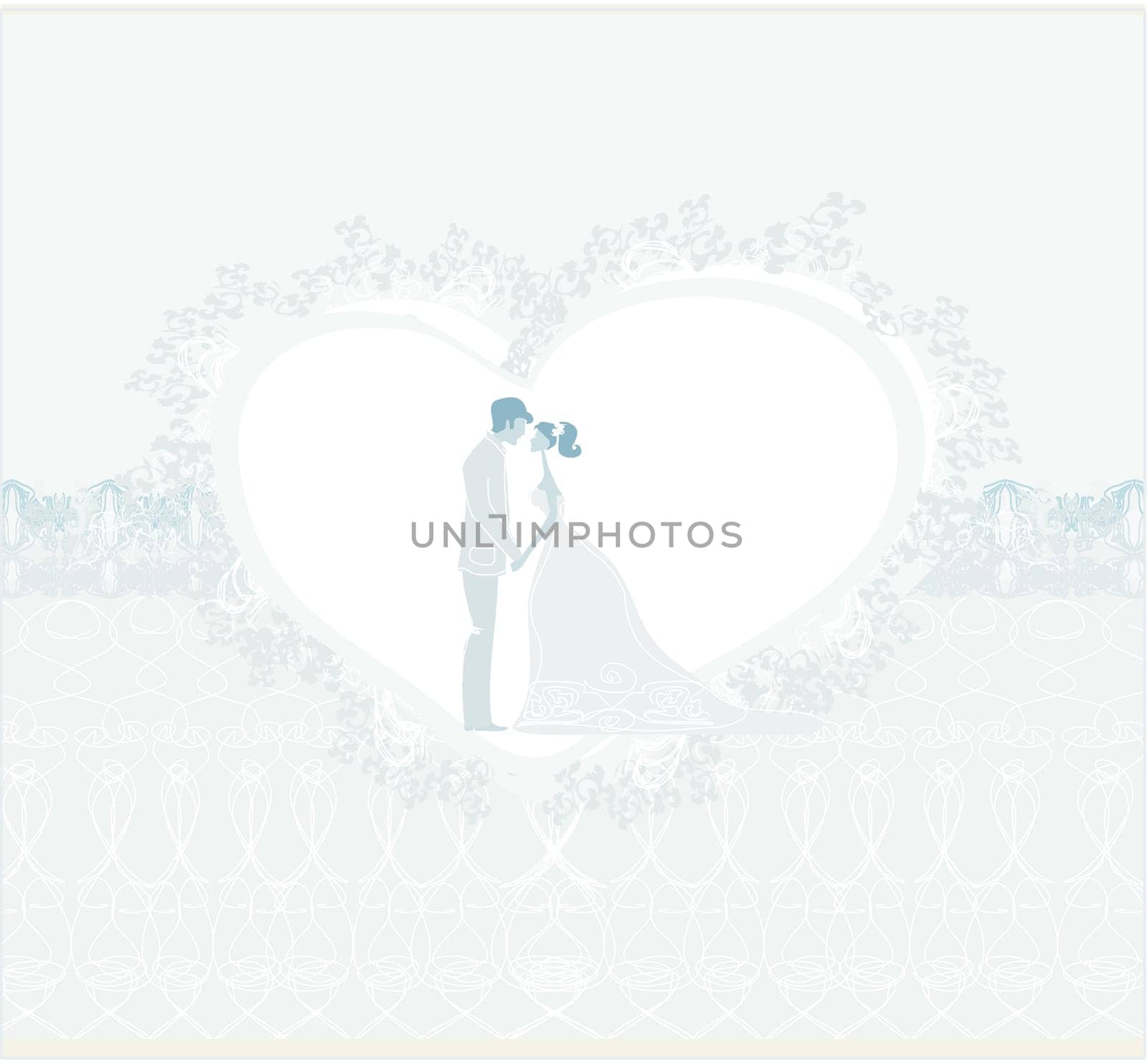 elegant wedding invitation with wedding couple
