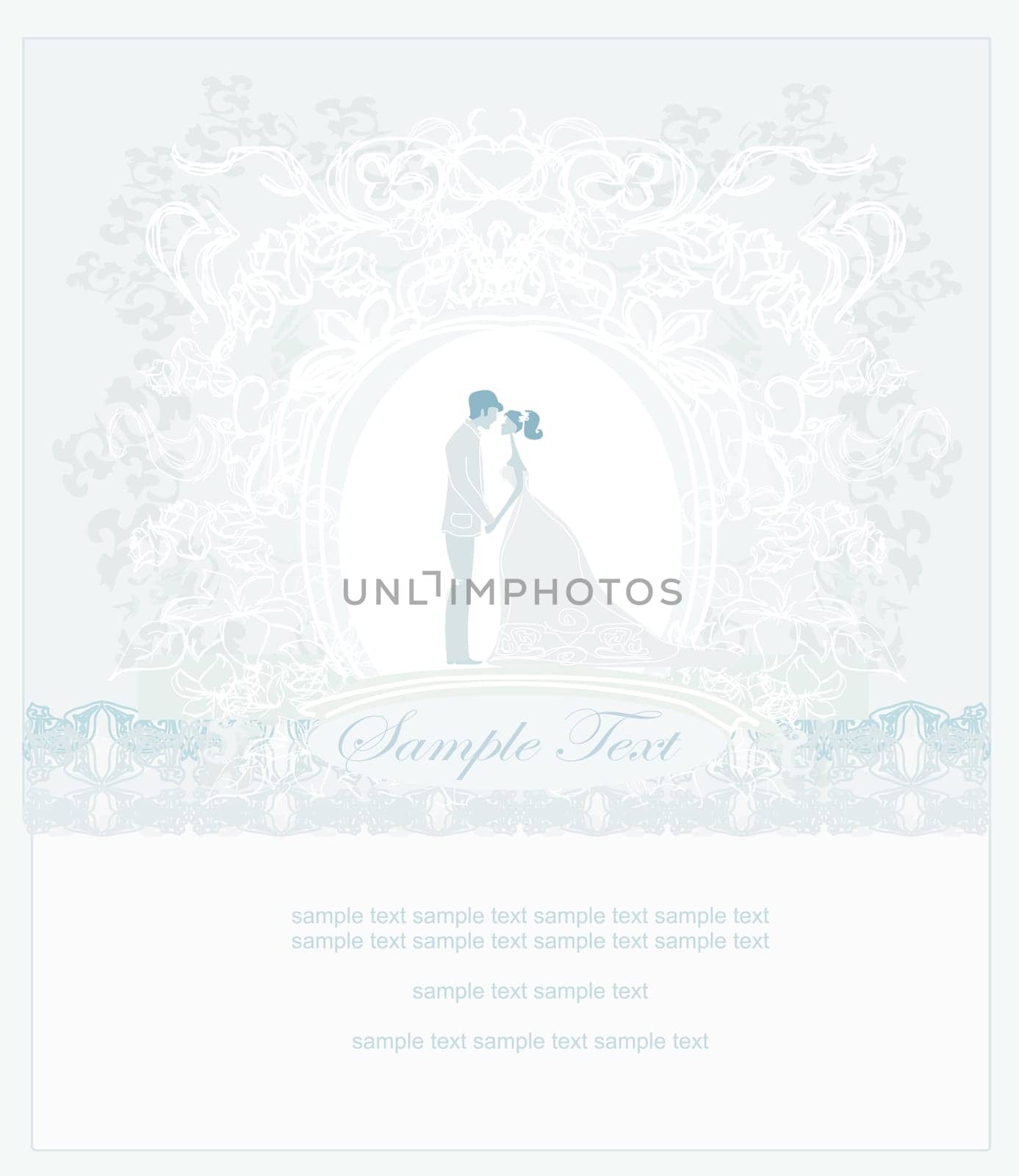 elegant wedding invitation with wedding couple
