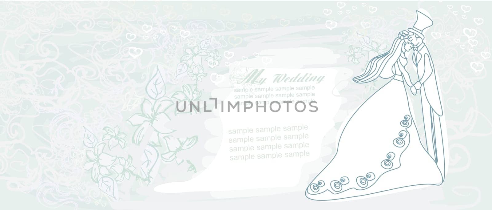 elegant wedding invitation with wedding couple