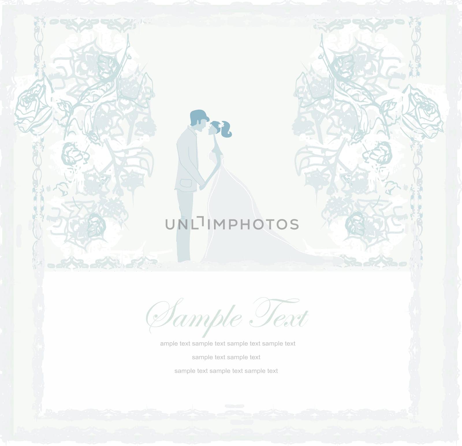 elegant wedding invitation with wedding couple