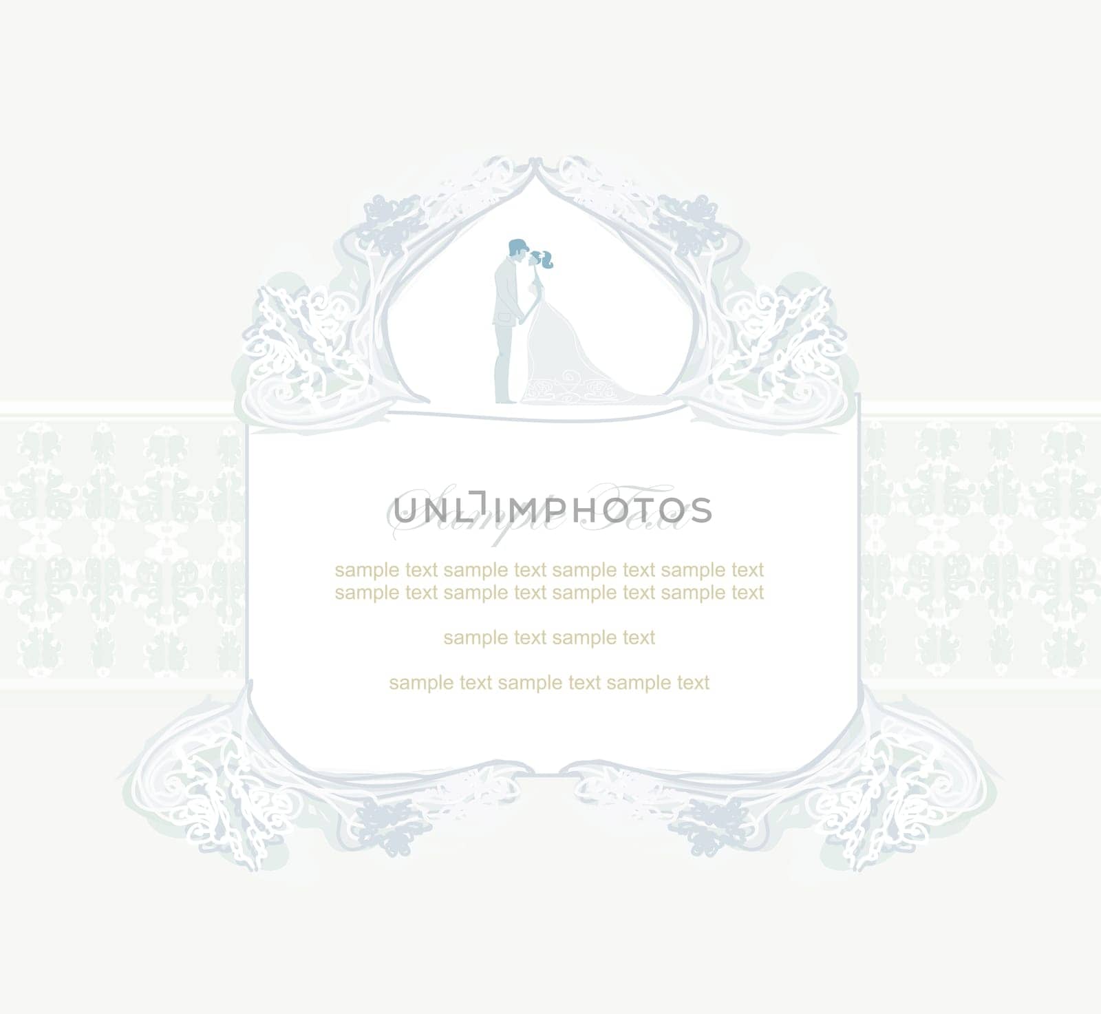 elegant wedding invitation with wedding couple