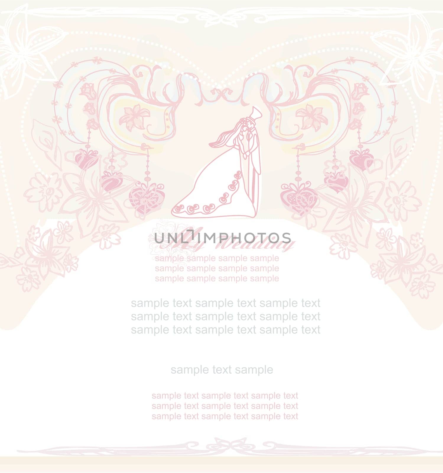 elegant wedding invitation with wedding couple