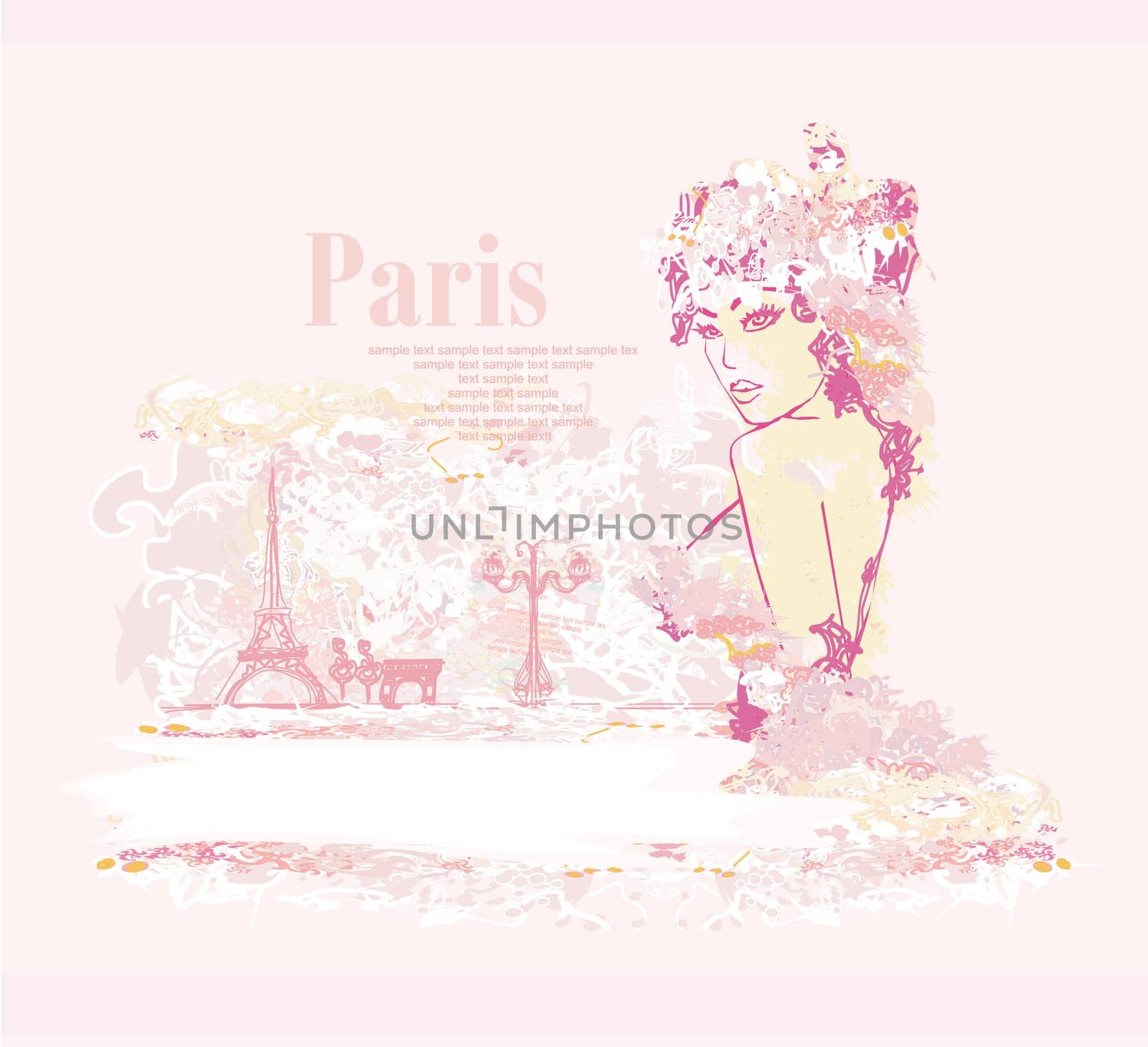 beautiful girl portrait with tour eiffel on the background