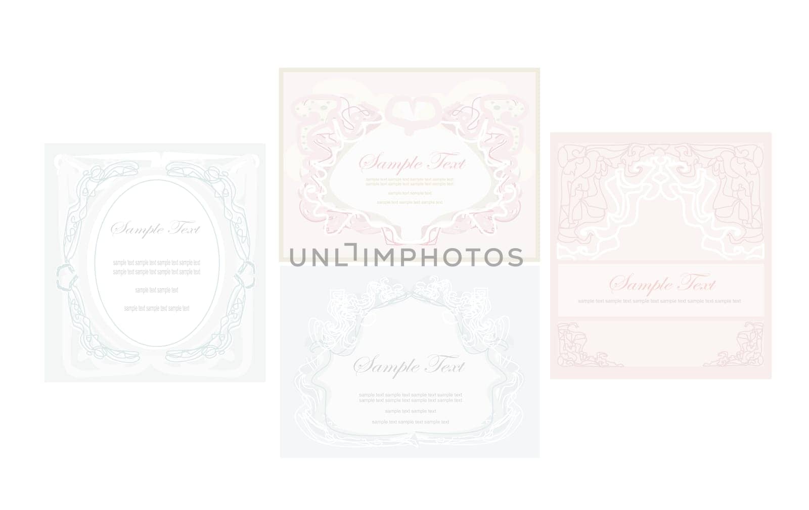 elegant abstract vintage frame invitation set cards