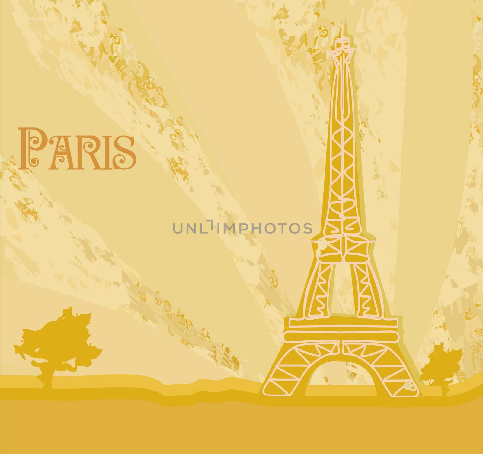 Eiffel tower artistic background. Vector illustration.