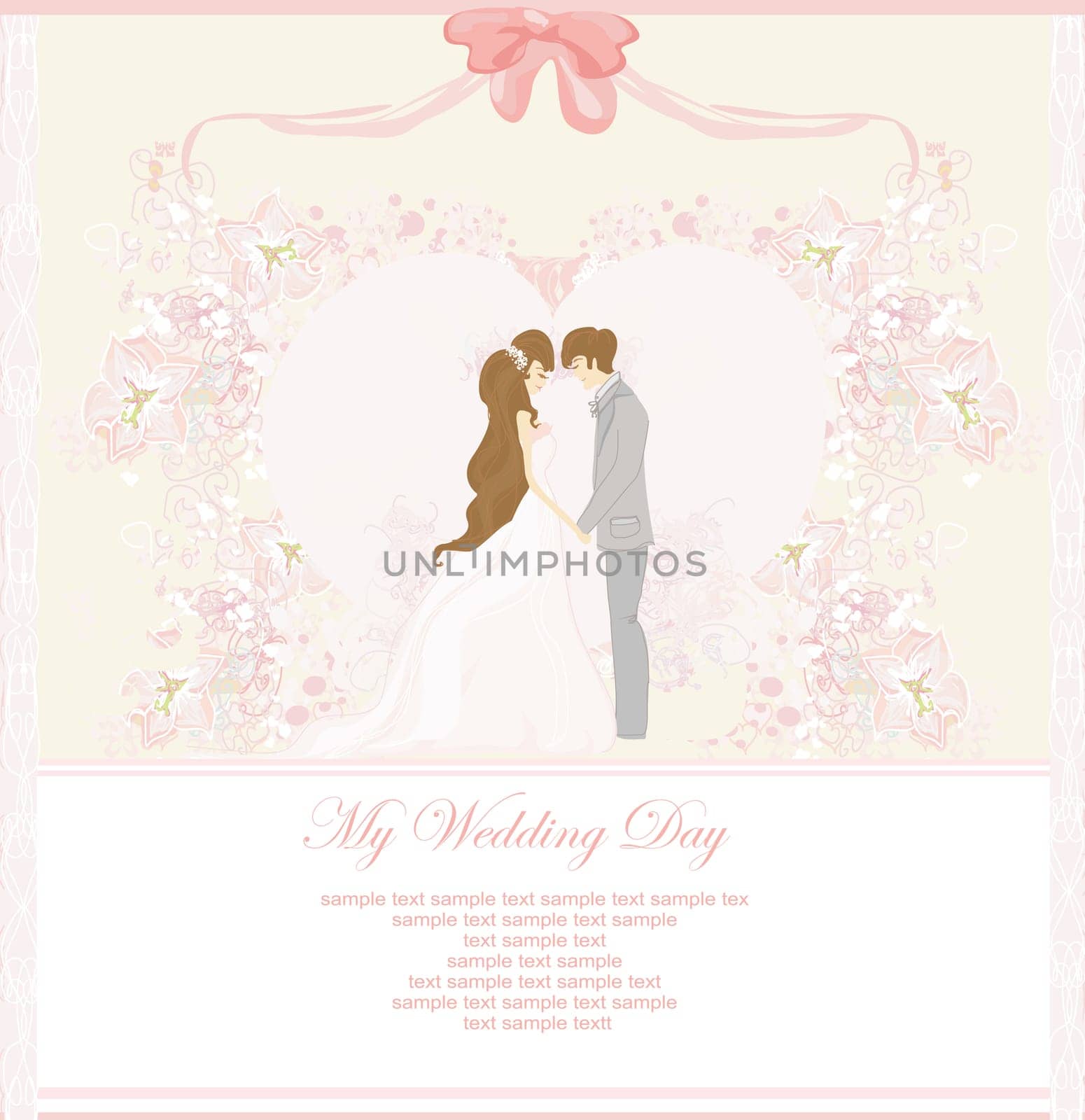 elegant wedding invitation with wedding couple