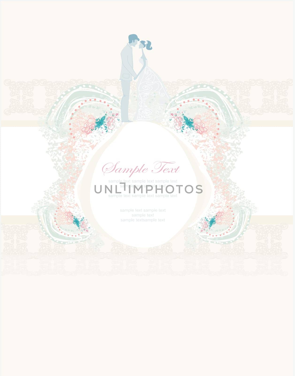 elegant wedding invitation with wedding couple