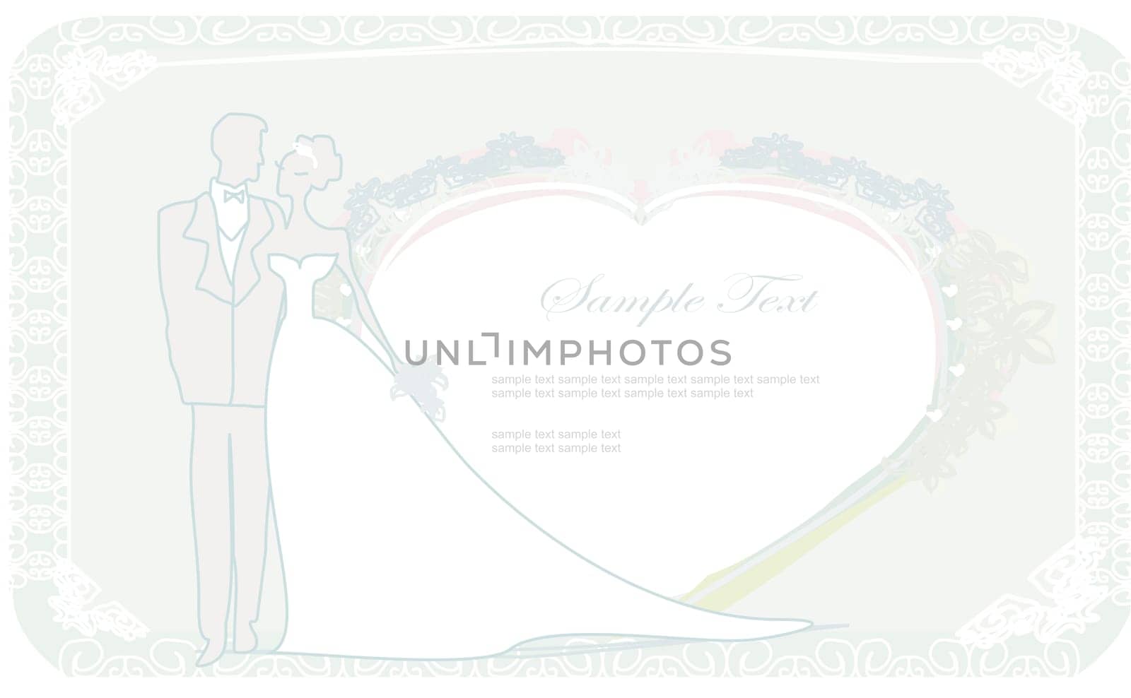 elegant wedding invitation with wedding couple