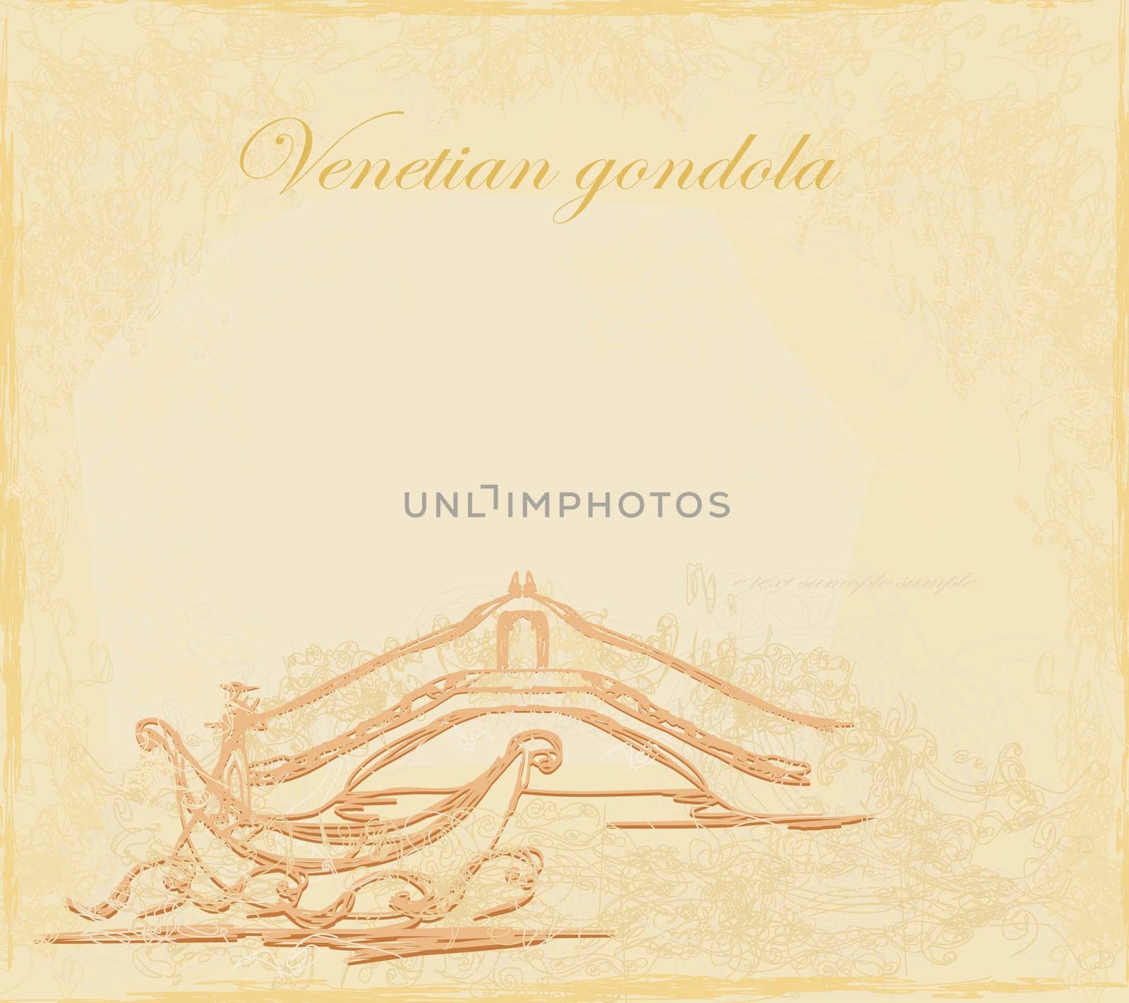 Venetian gondola retro style card vector illustration